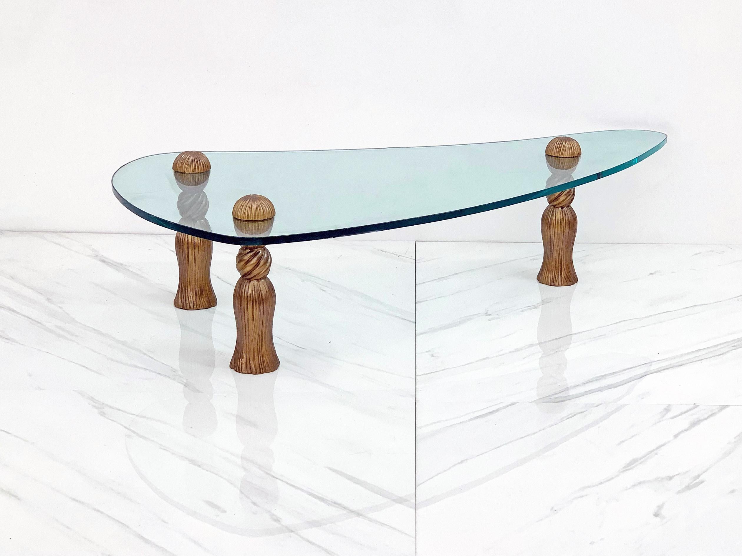 Mid-20th Century Arthur Court Biomorphic Glass Tassel Coffee Table For Sale