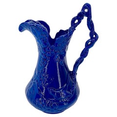 Arthur Court Bird and Grapevines Blue Sculptured Pitcher, Powder-Coated