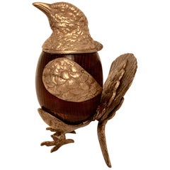 Arthur Court Brass and Wood Bird Stash Box