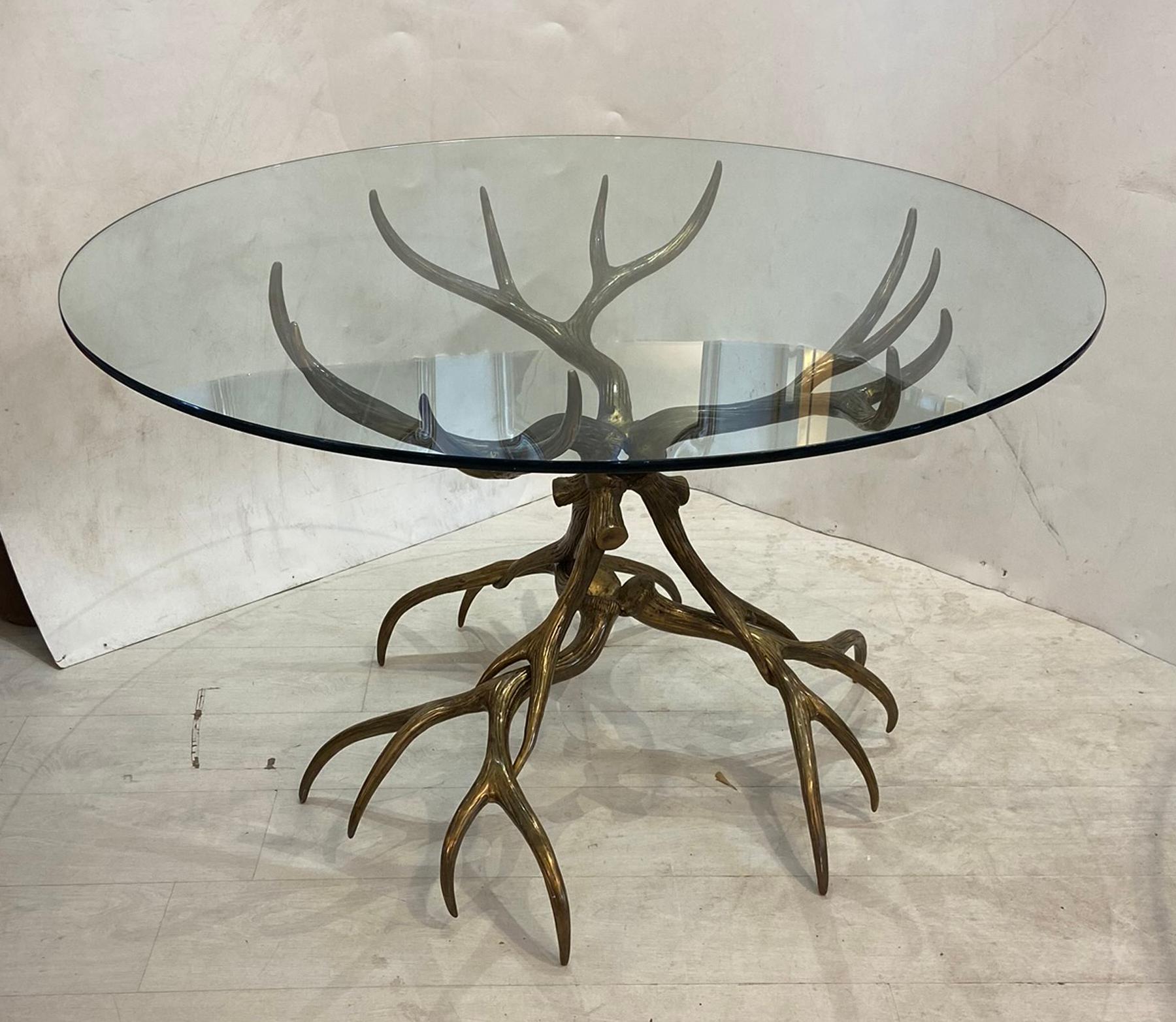 Adirondack Arthur Court Bronze Finish Antler Center Table Cast Aluminum