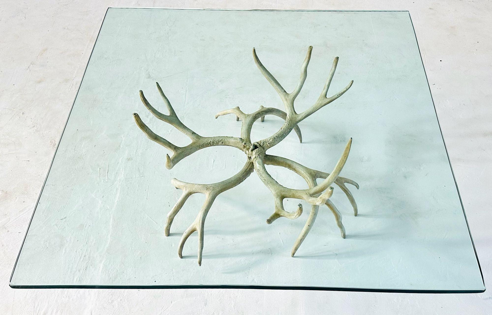 Arthur Court Cast Aluminum Antler Coffee Table, 1970 In Good Condition For Sale In Chicago, IL