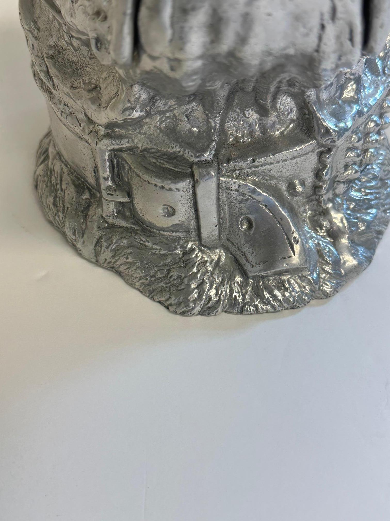 Mid-Century Modern Arthur Court Cast Aluminum Bulldog Ice Bucket with Glass Eyes For Sale