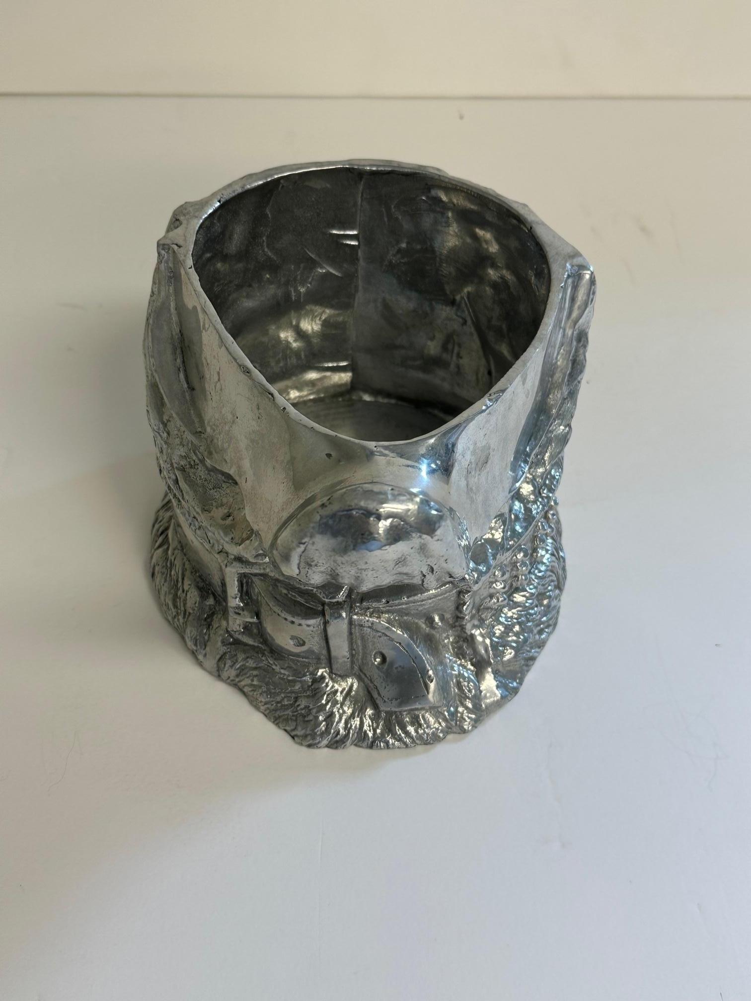 Arthur Court Cast Aluminum Bulldog Ice Bucket with Glass Eyes In Good Condition For Sale In Hopewell, NJ