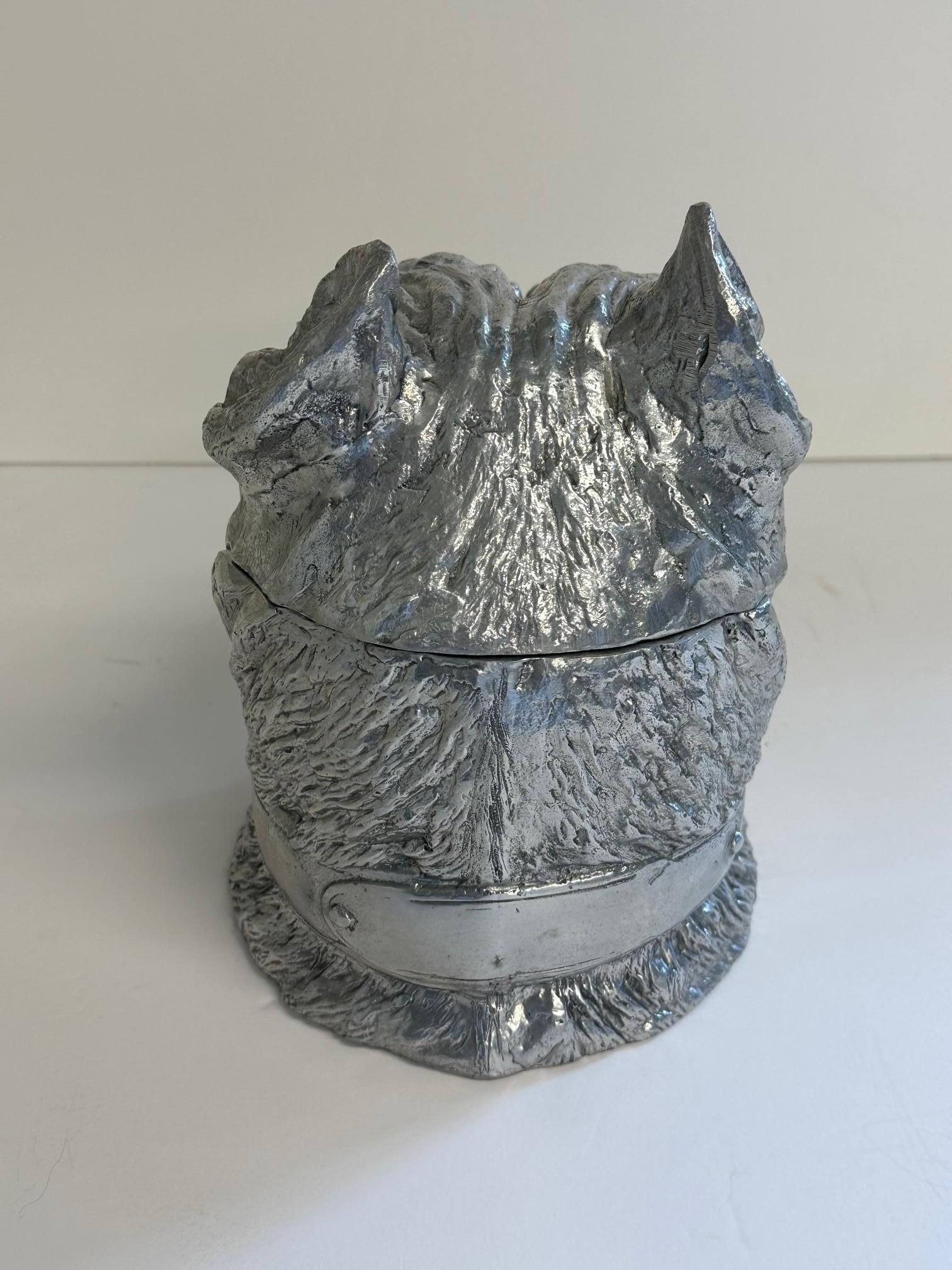 Late 20th Century Arthur Court Cast Aluminum Bulldog Ice Bucket with Glass Eyes For Sale