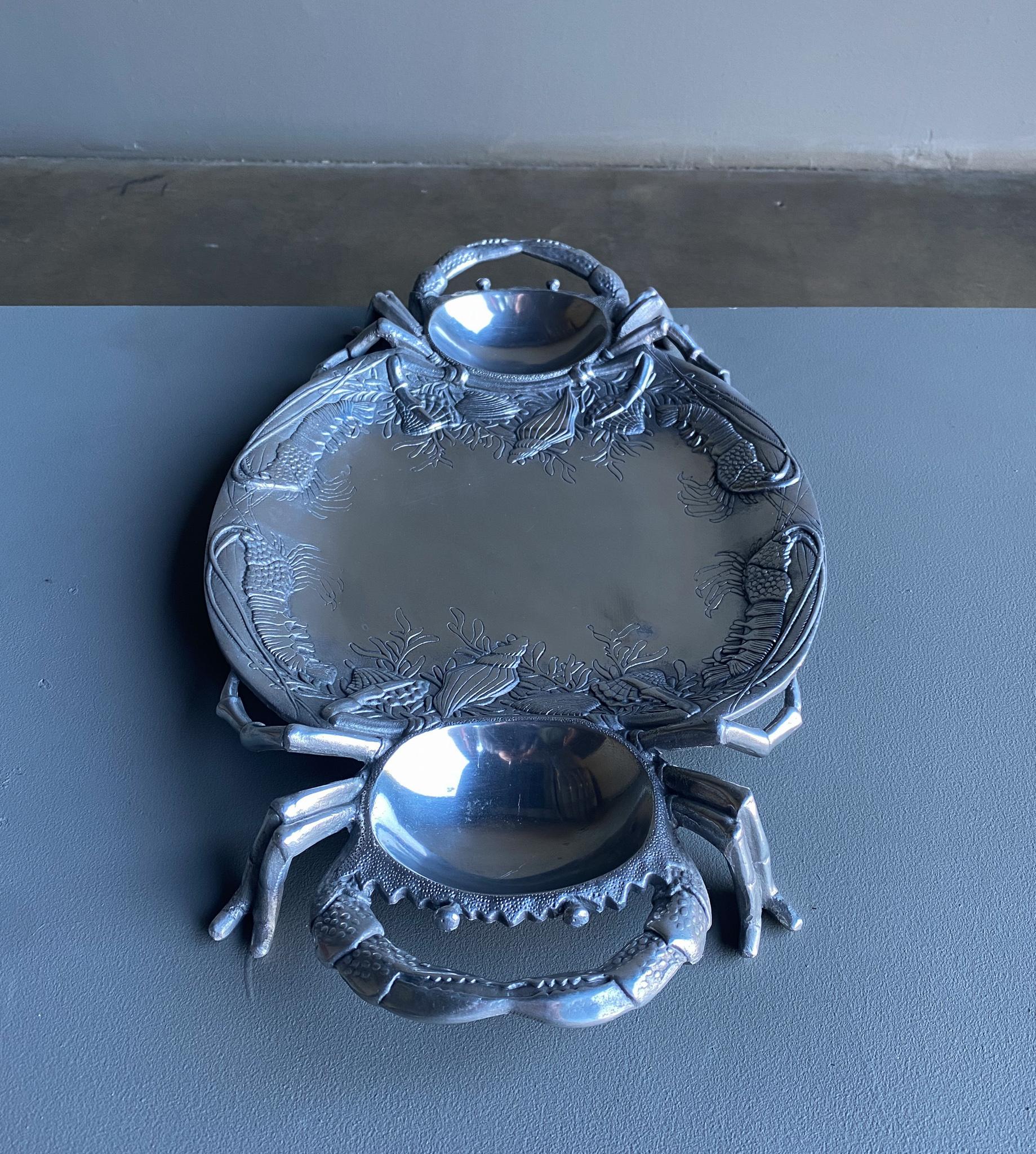 20th Century Arthur Court Crab Platter Serving Dish / Centerpiece 