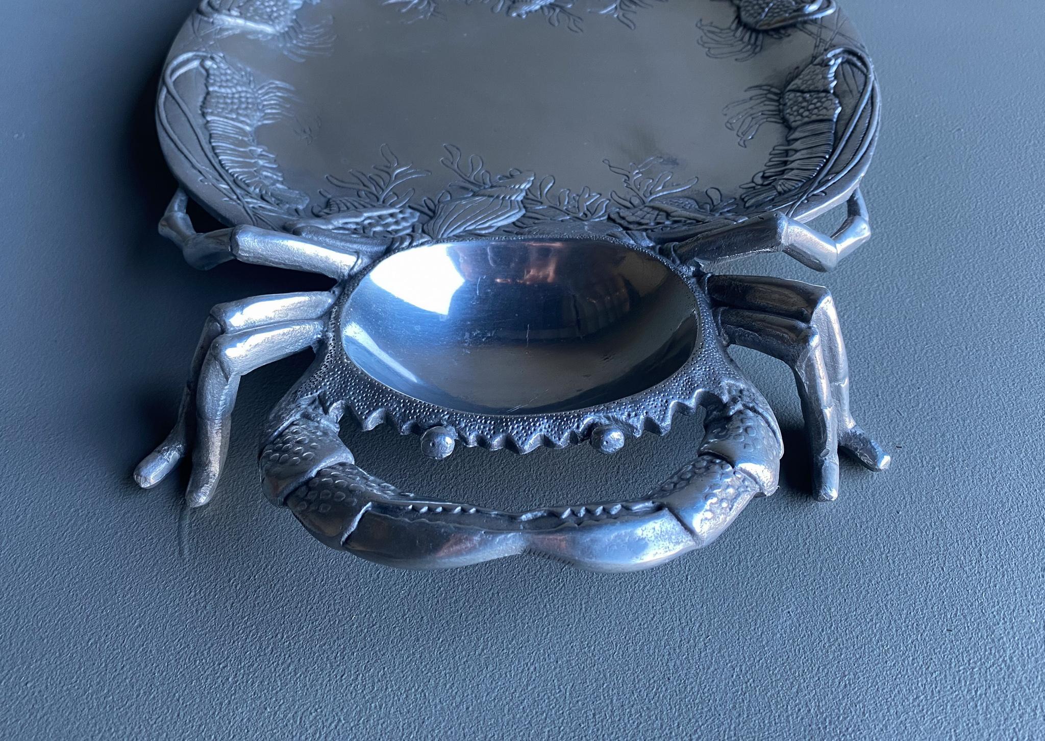 Aluminum Arthur Court Crab Platter Serving Dish / Centerpiece 