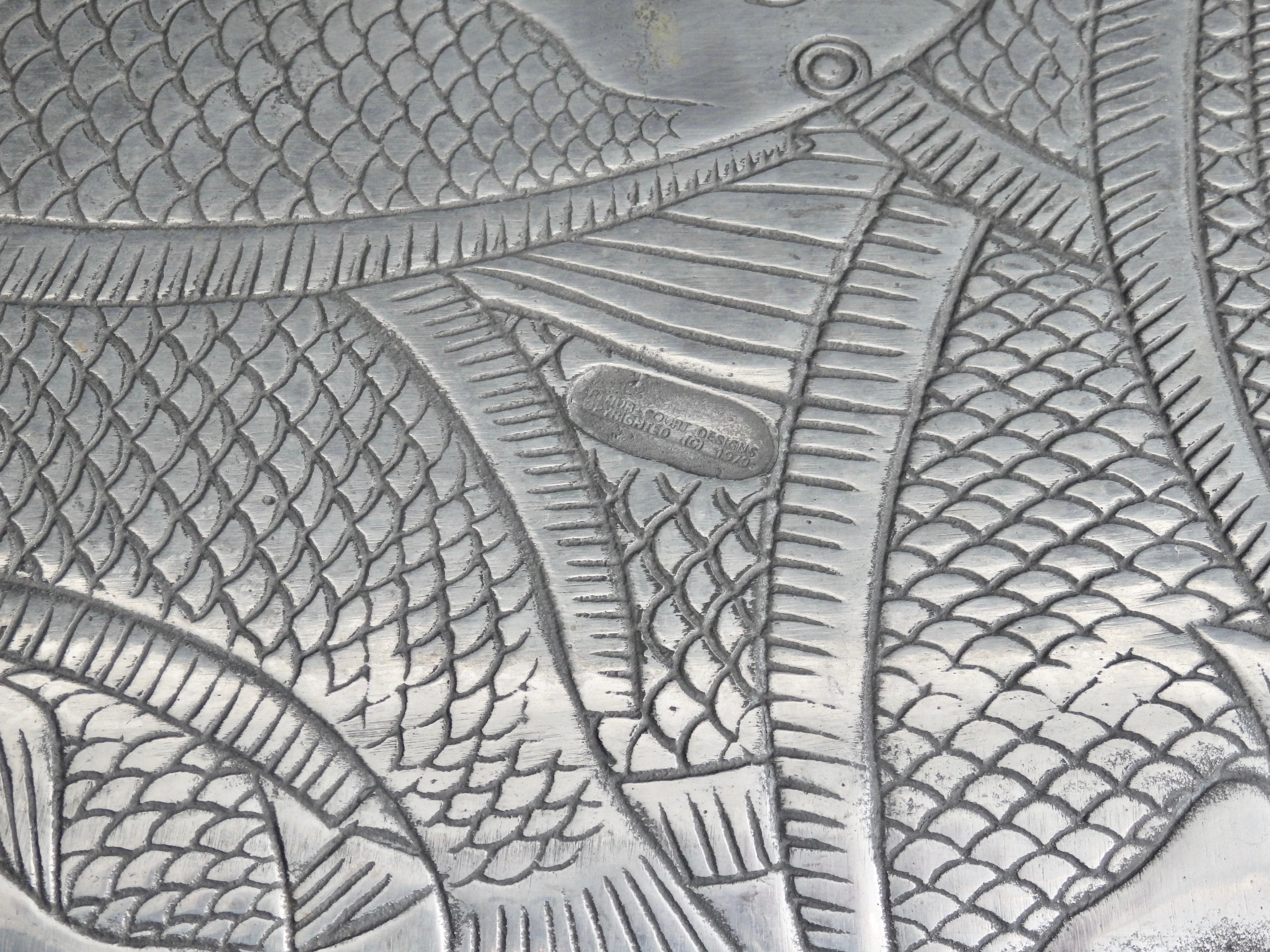Arthur Court Designed Fish Themed Aluminum Platter In Good Condition In Ferndale, MI