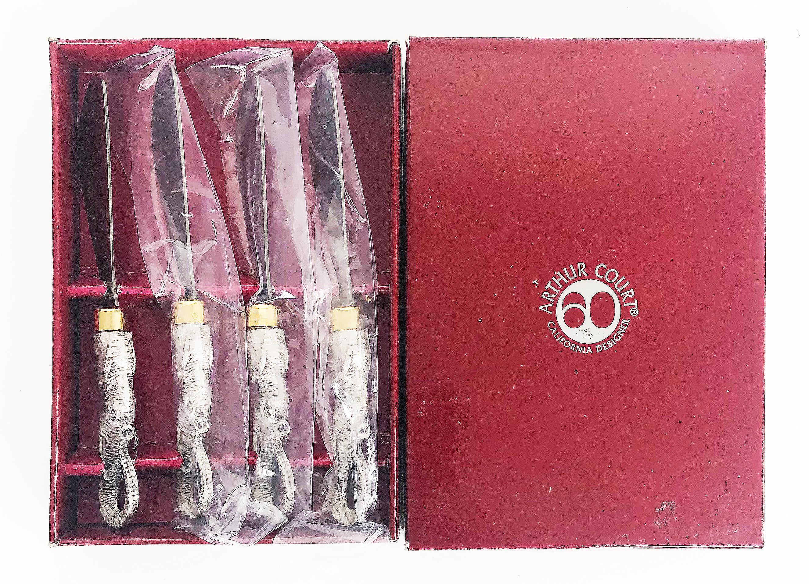 Cast Arthur Court Designs Aluminum Butter/Cheese Spreaders, New in Box, Set '4'