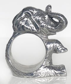 Arthur Court Designs Aluminum Elephant Napkin Rings, New in Boxes, Set of '8'