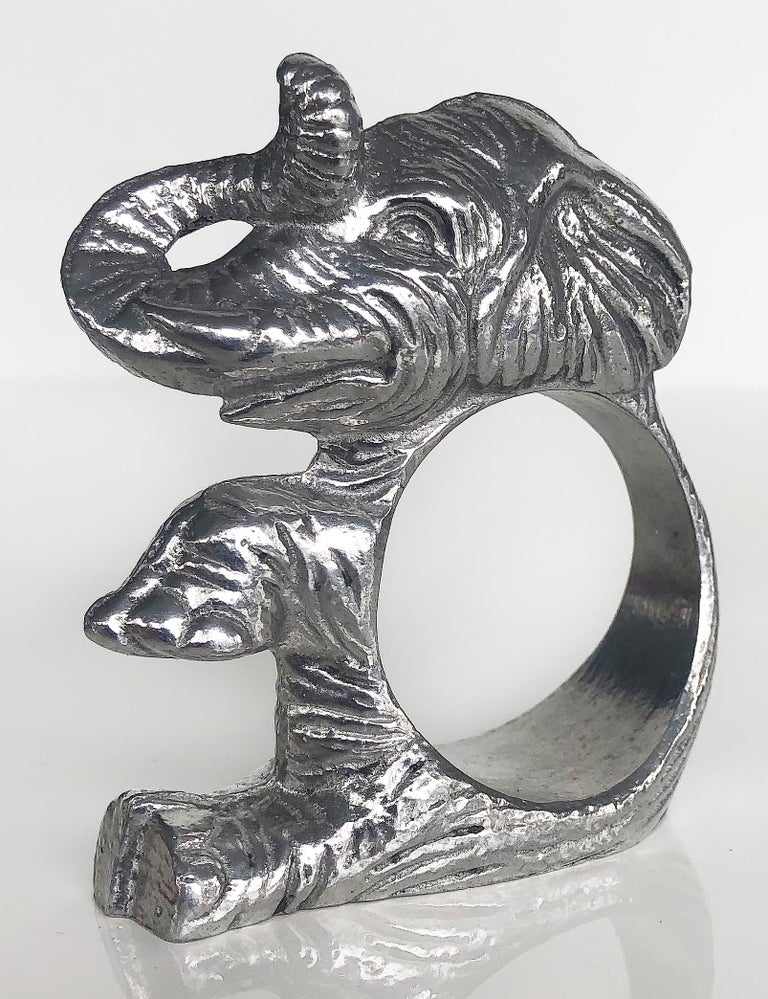 Arthur Court Designs Aluminum Elephant Napkin Rings, New in Boxes, Set