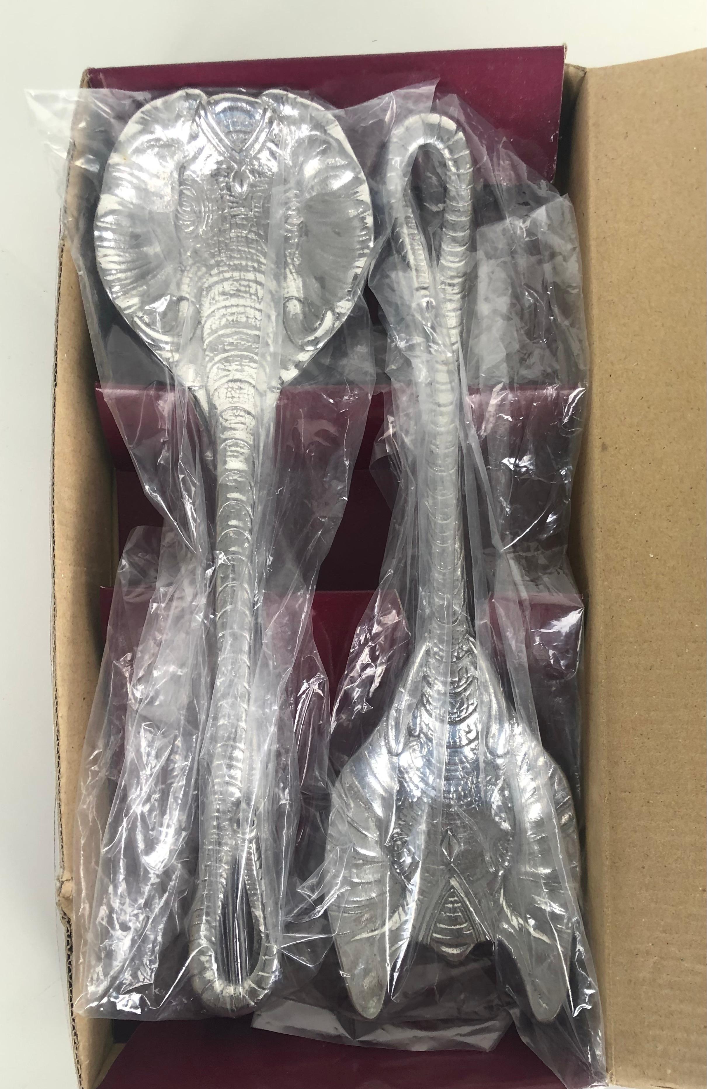 Arthur Court Designs Aluminum Elephant Salad Servers, New in Box 2