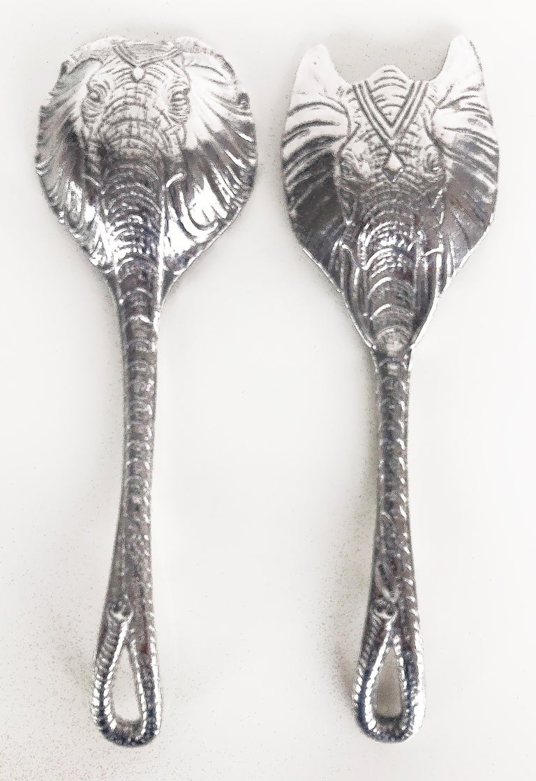 Arthur Court Designs Aluminum Elephant Salad Servers, New in Box at
