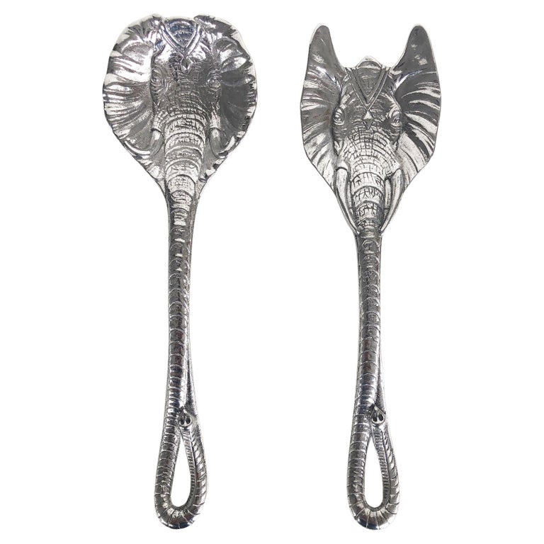 Arthur Court Designs Aluminum Elephant Salad Servers, New in Box at