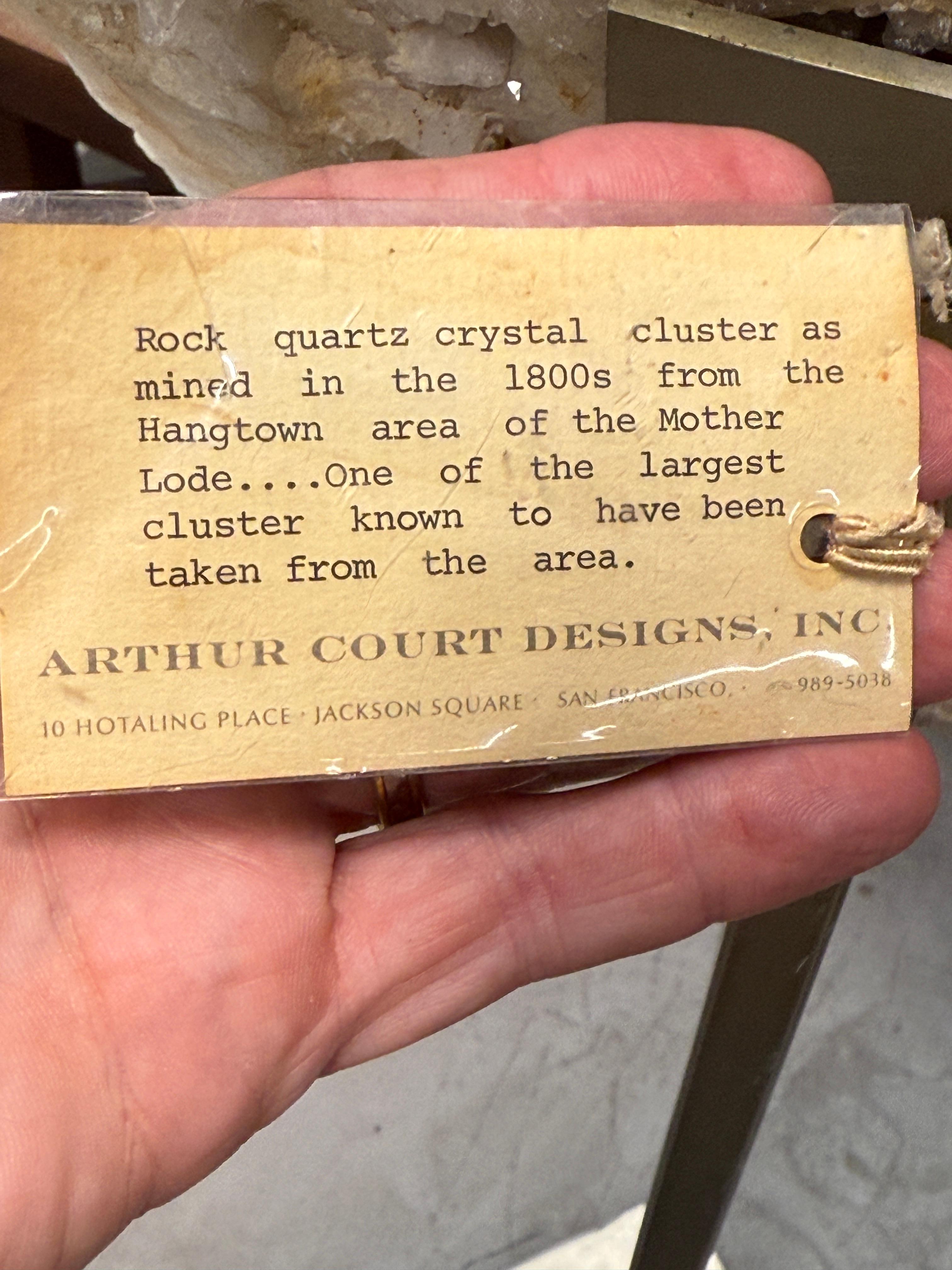 Arthur Court Designs Retailed Massive Quartz Specimen from Hangtown Mother Lode For Sale 7
