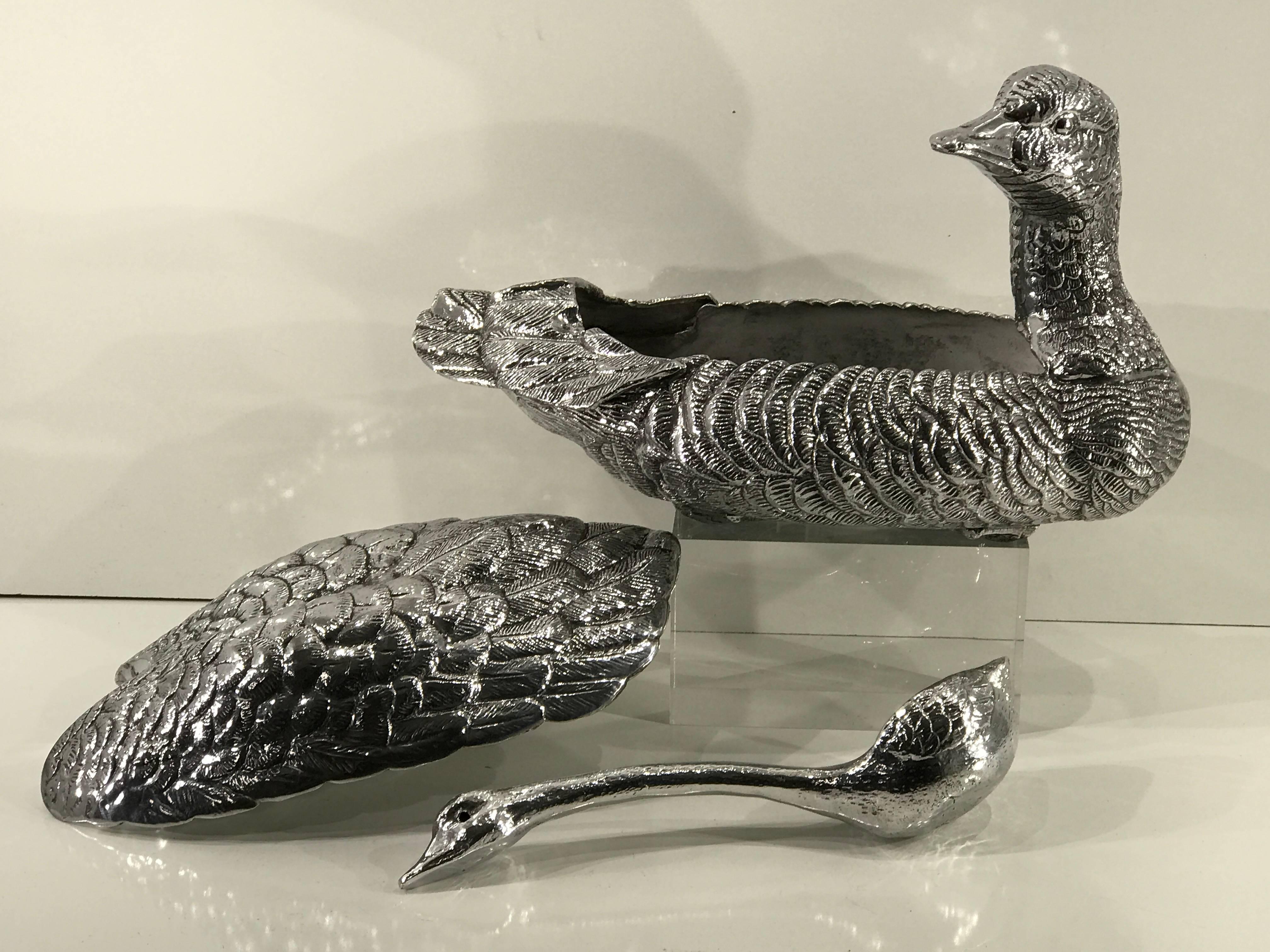 Pewter Arthur Court, Duck and Duckling Tureen, 1978 For Sale