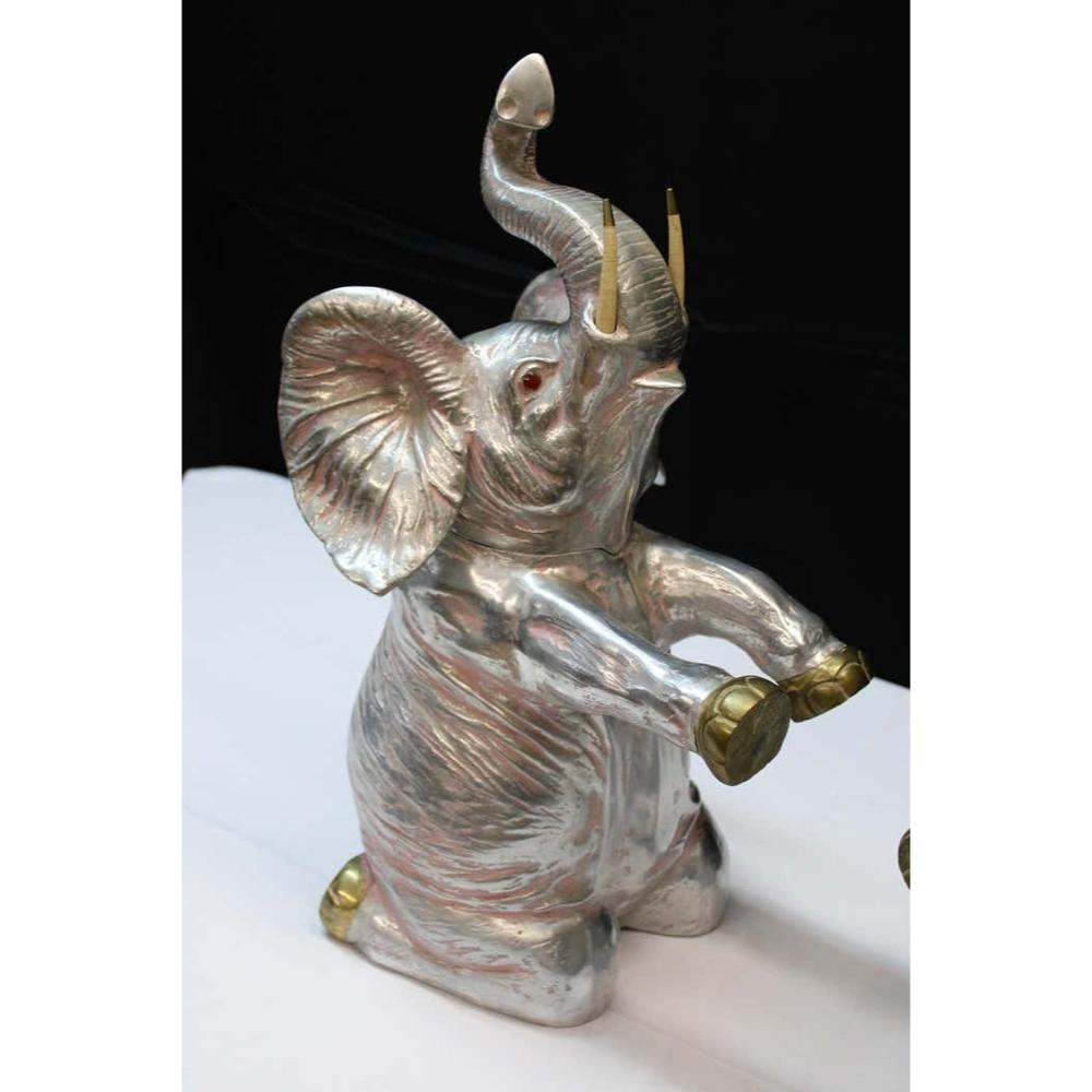 Arthur Court Elephant Aluminum & Brass Wine Cooler In Good Condition For Sale In San Francisco, CA