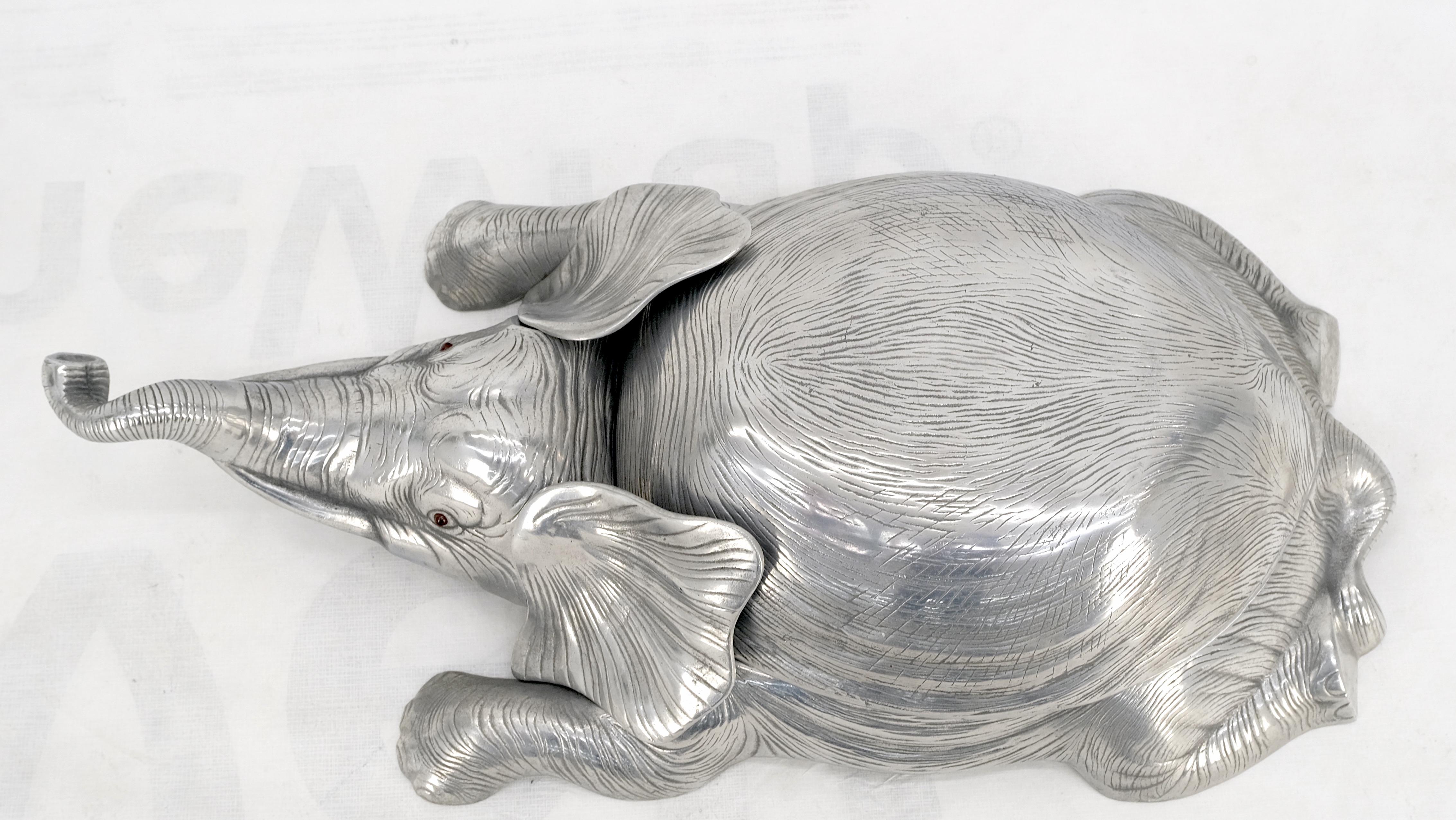Aluminium Boîte à plateau en forme de sculpture d'éléphant Arthur Court  en vente