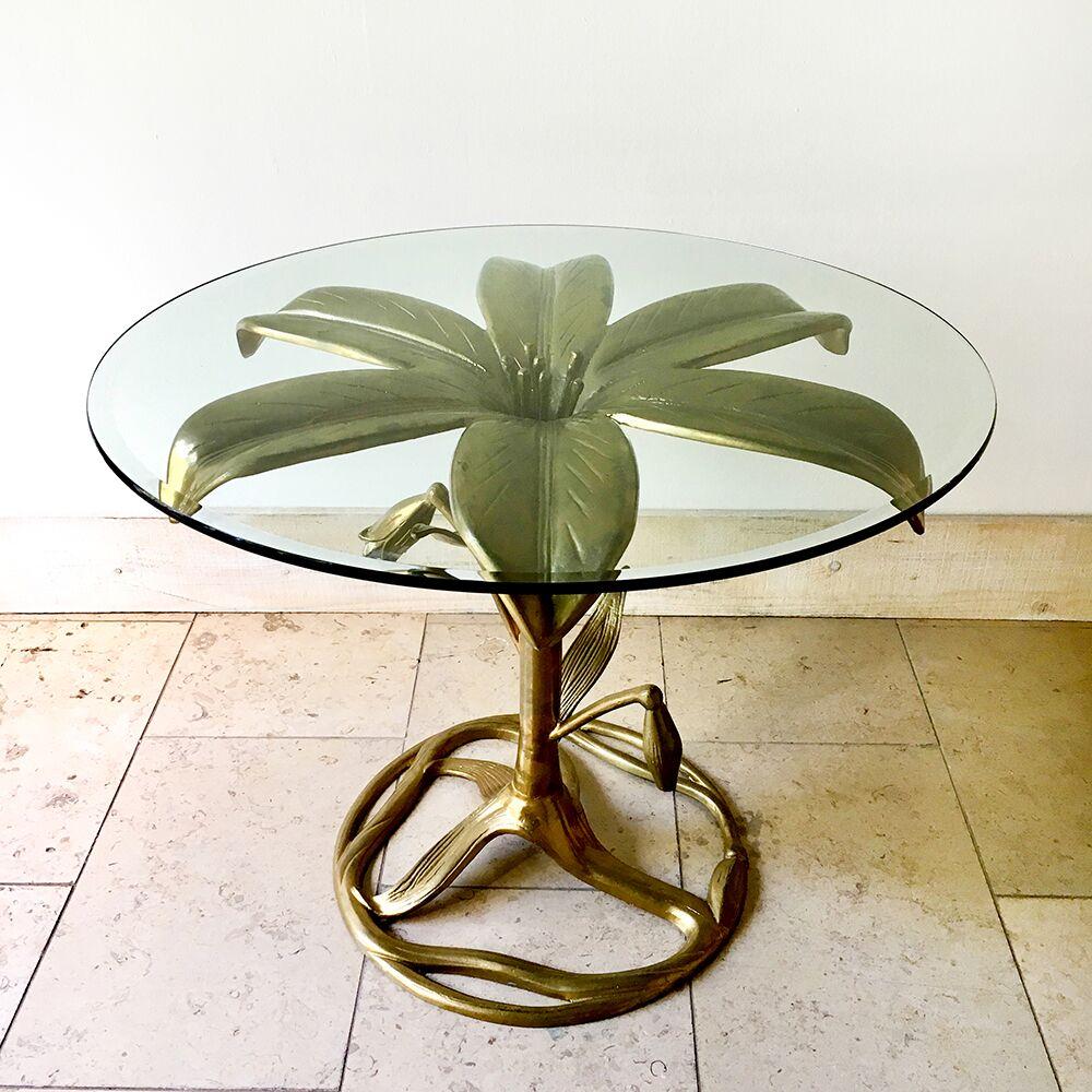 American Arthur Court Gilded Centre Table with Glass Top, 1960s For Sale