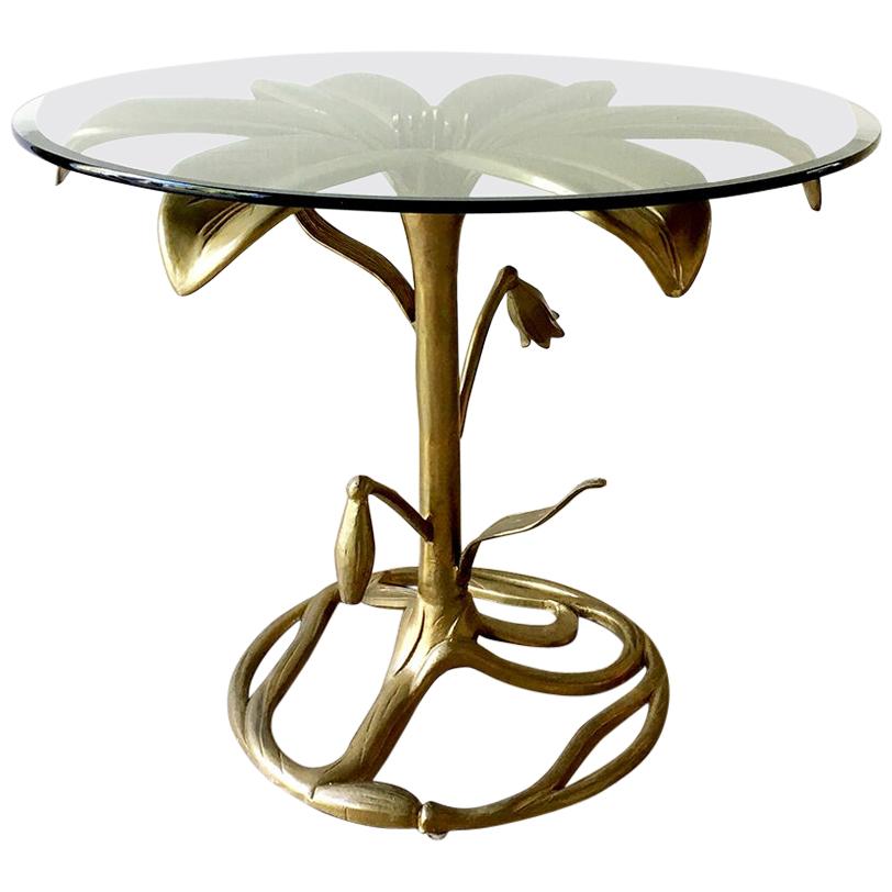 Arthur Court Gilded Centre Table with Glass Top, 1960s For Sale