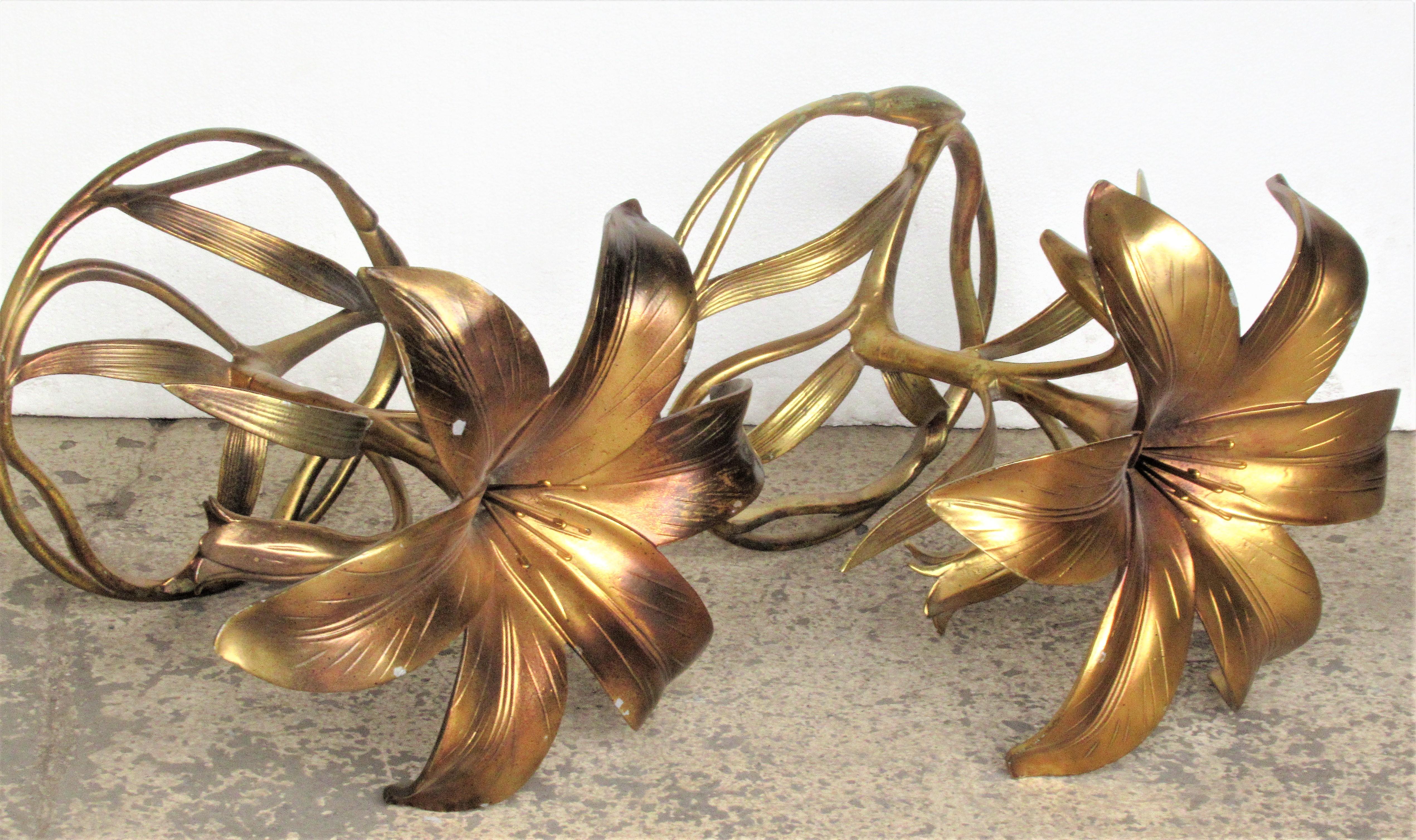 Hollywood Regency Arthur Court Gilded Lily Tables