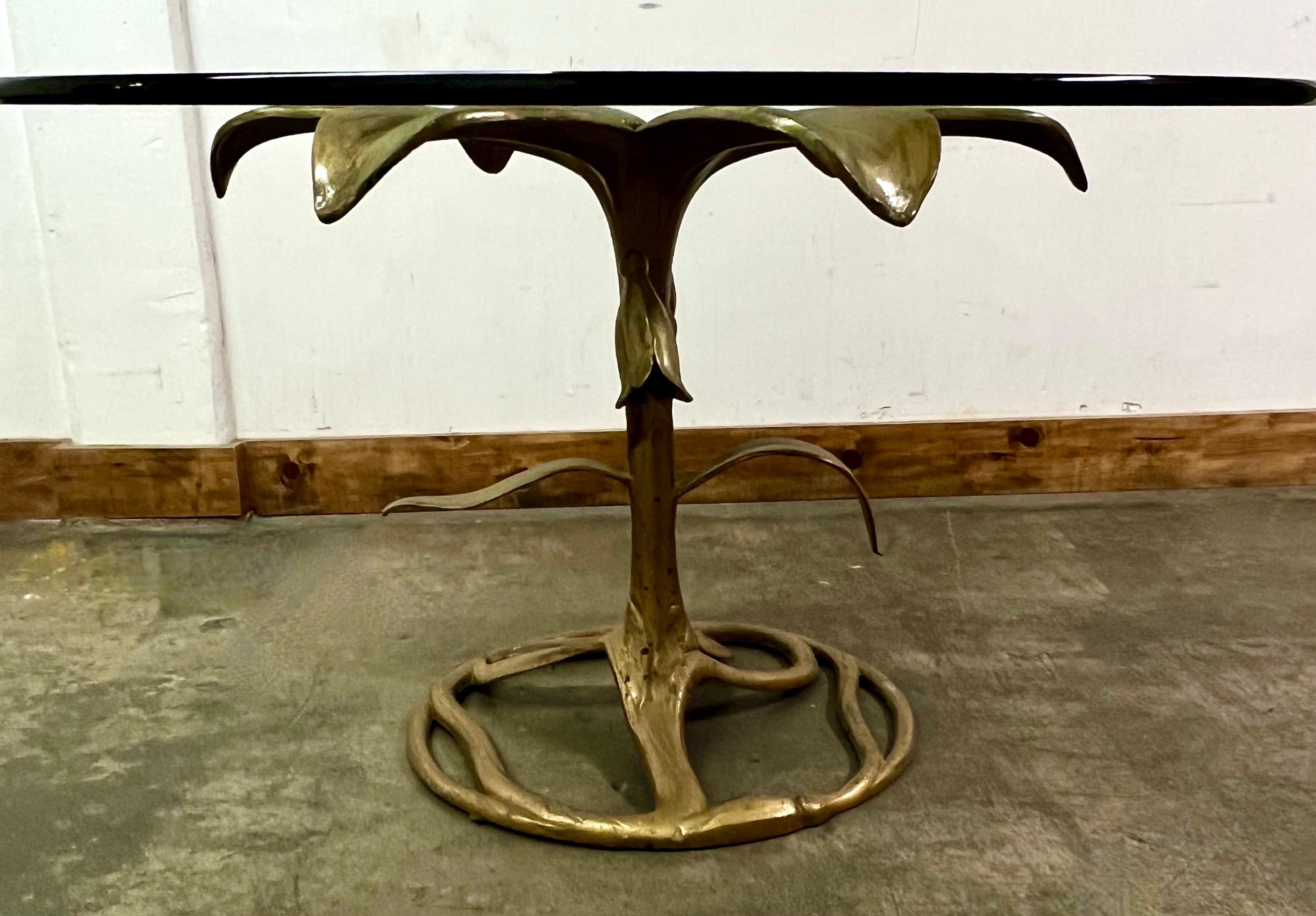 Mid-Century Modern Arthur Court Gilt Aluminum Lily Dining Table For Sale