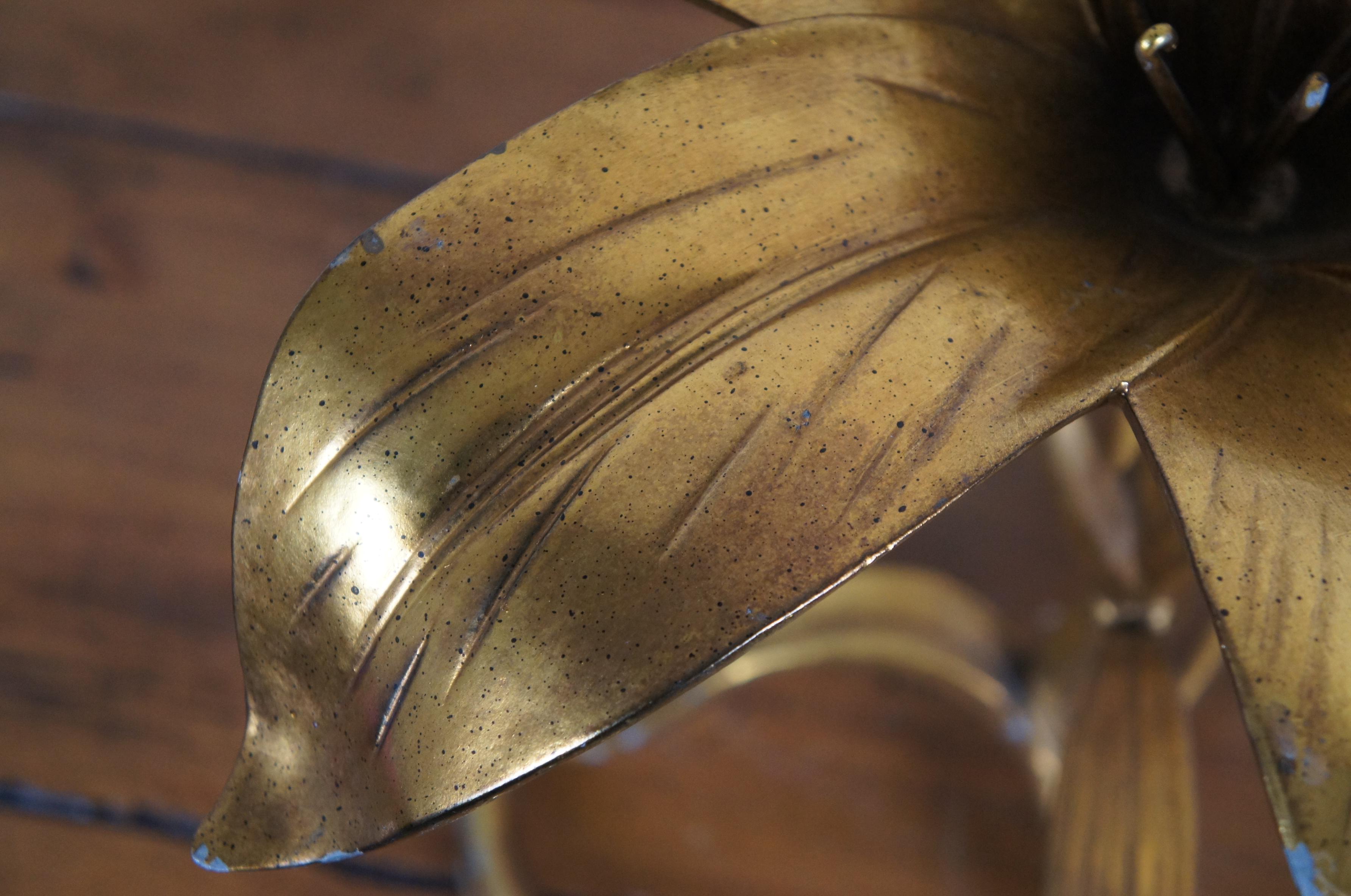 Arthur Court Hollywood Regency Gilt Aluminum Lily Table Base Sculpture 18
