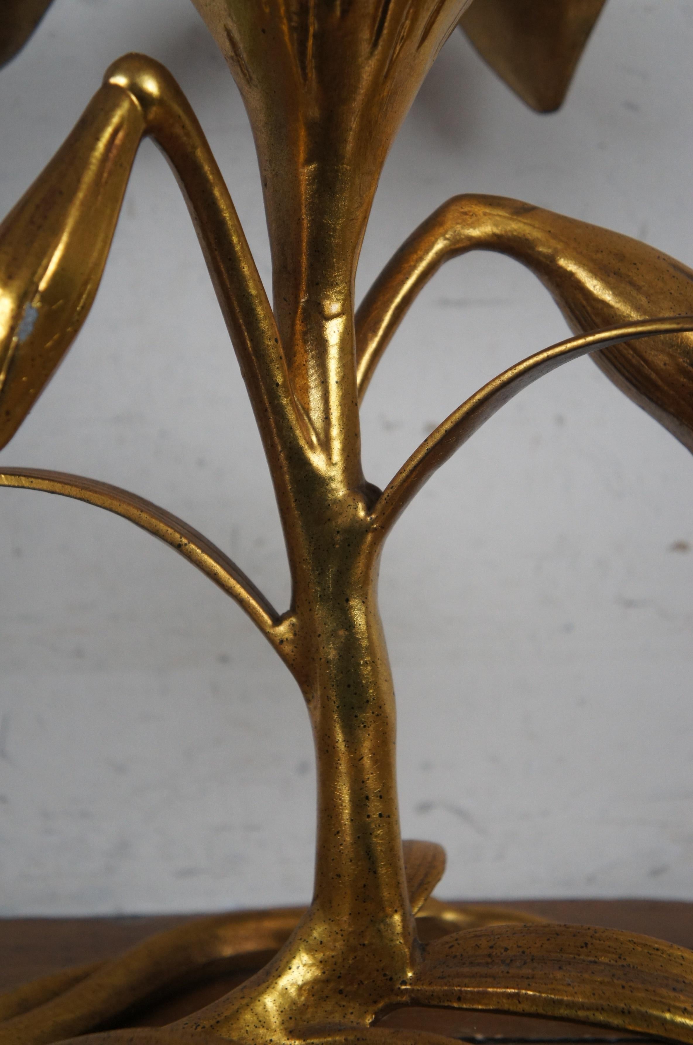 Arthur Court Hollywood Regency Gilt Aluminum Lily Table Base Sculpture 18