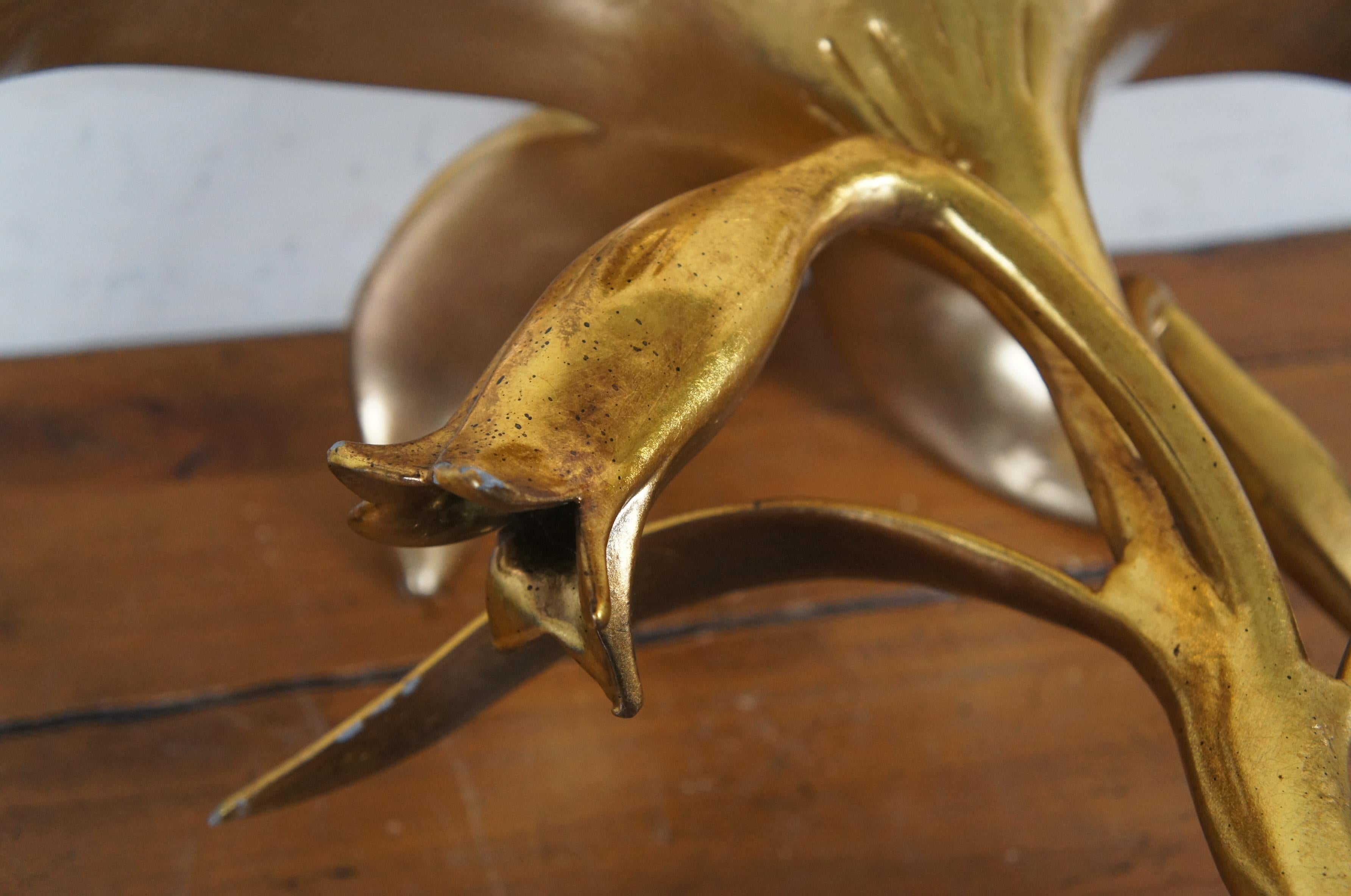 Arthur Court Hollywood Regency Gilt Aluminum Lily Table Base Sculpture 18