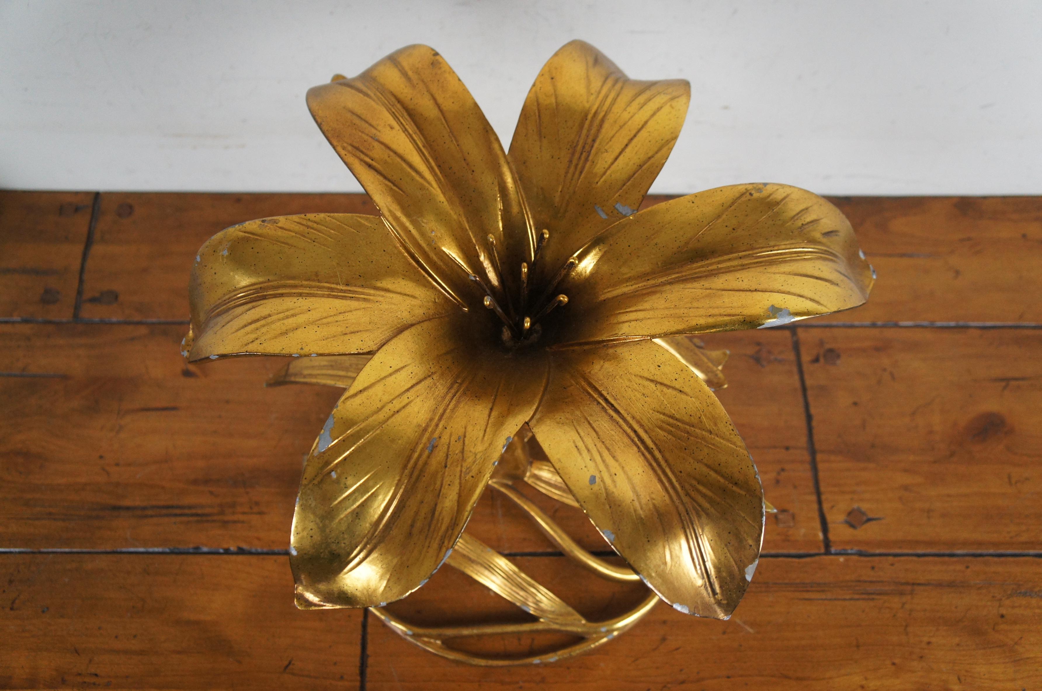 Arthur Court Hollywood Regency Gilt Aluminum Lily Table Base Sculpture 18