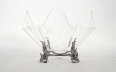 Arthur Court Lucite Handkerchief Serving Bowl on Rabbit Footed Stand, Signed