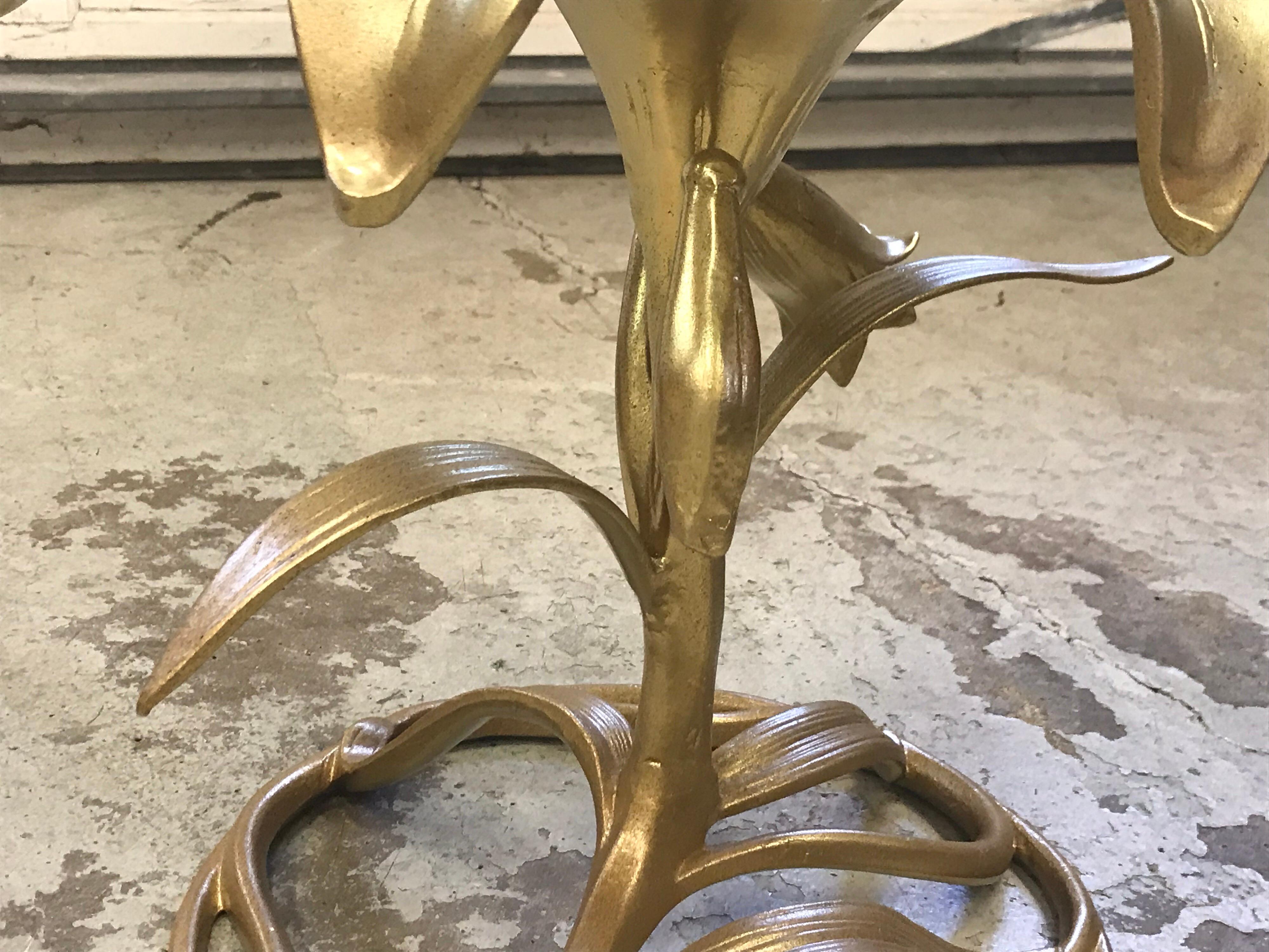 Late 20th Century Arthur Court Metal Lily Side Tables 