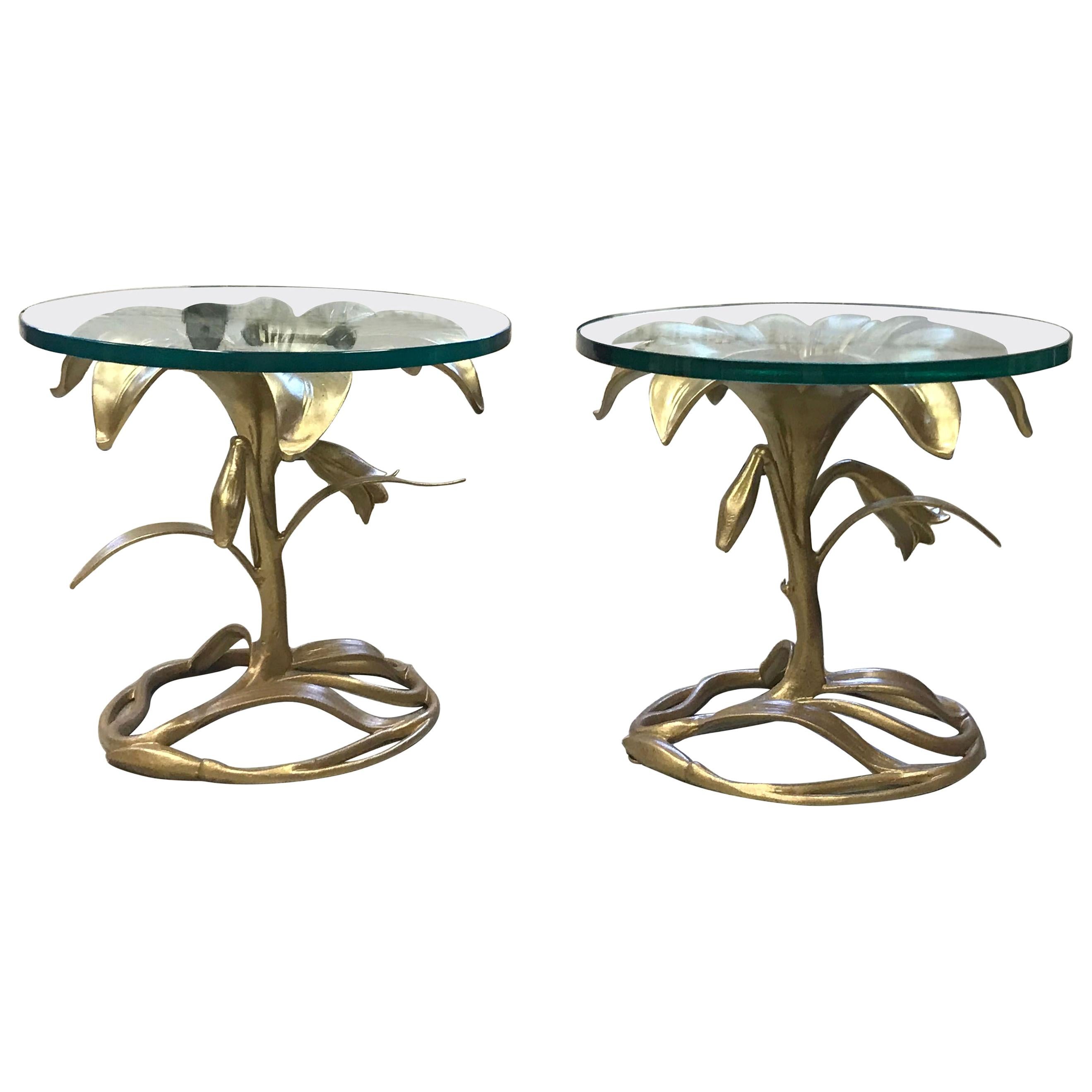 Arthur Court Metal Lily Side Tables 