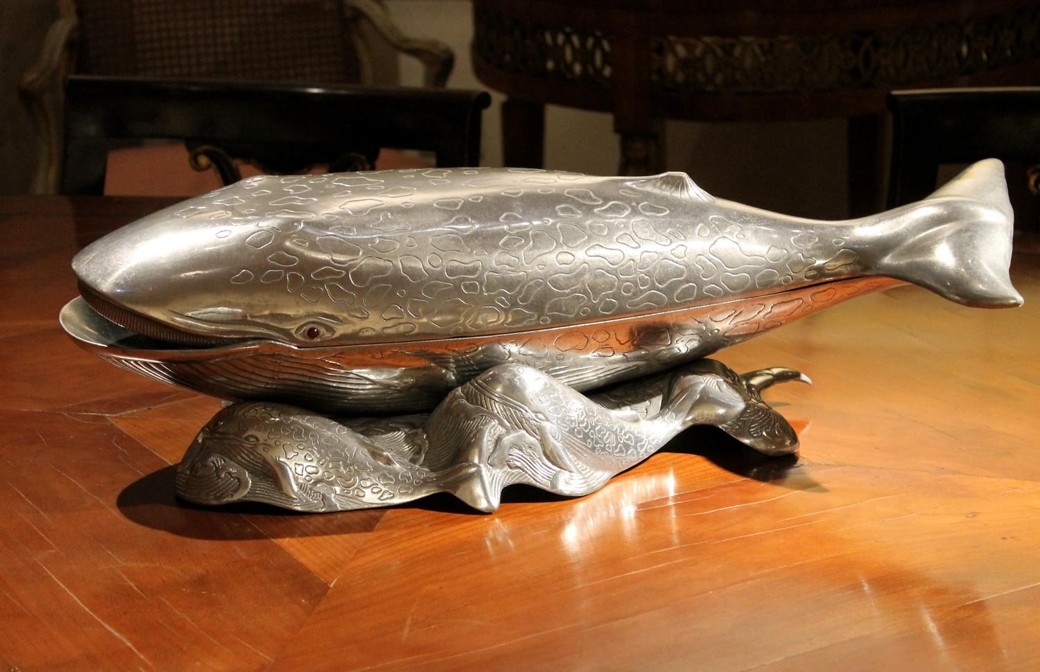 Arthur Court Mid-Century Modern Aluminum Whale Tray Platter Ice Bucket or Cooler 2