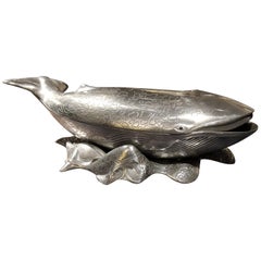 Arthur Court Mid-Century Modern Aluminium Whale Tray Platter Eiskübel oder Kühler