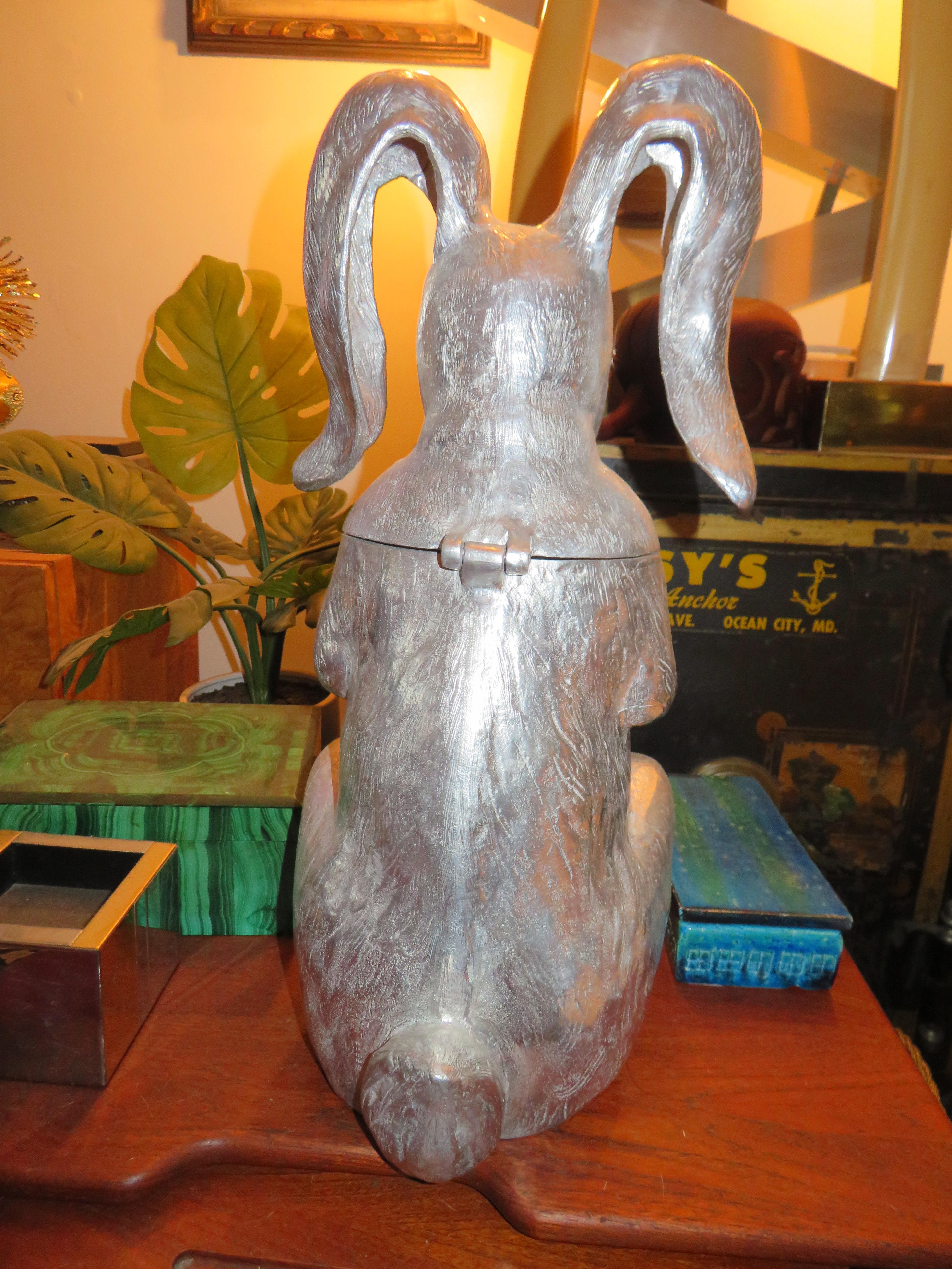 Mid-Century Modern Arthur Court Rabbit Hinged Ice Bucket or Wine Cooler For Sale