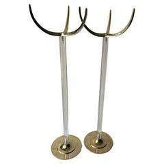 Arthur Court raro  coppia di portaoggetti in ottone e lucite con campioni .