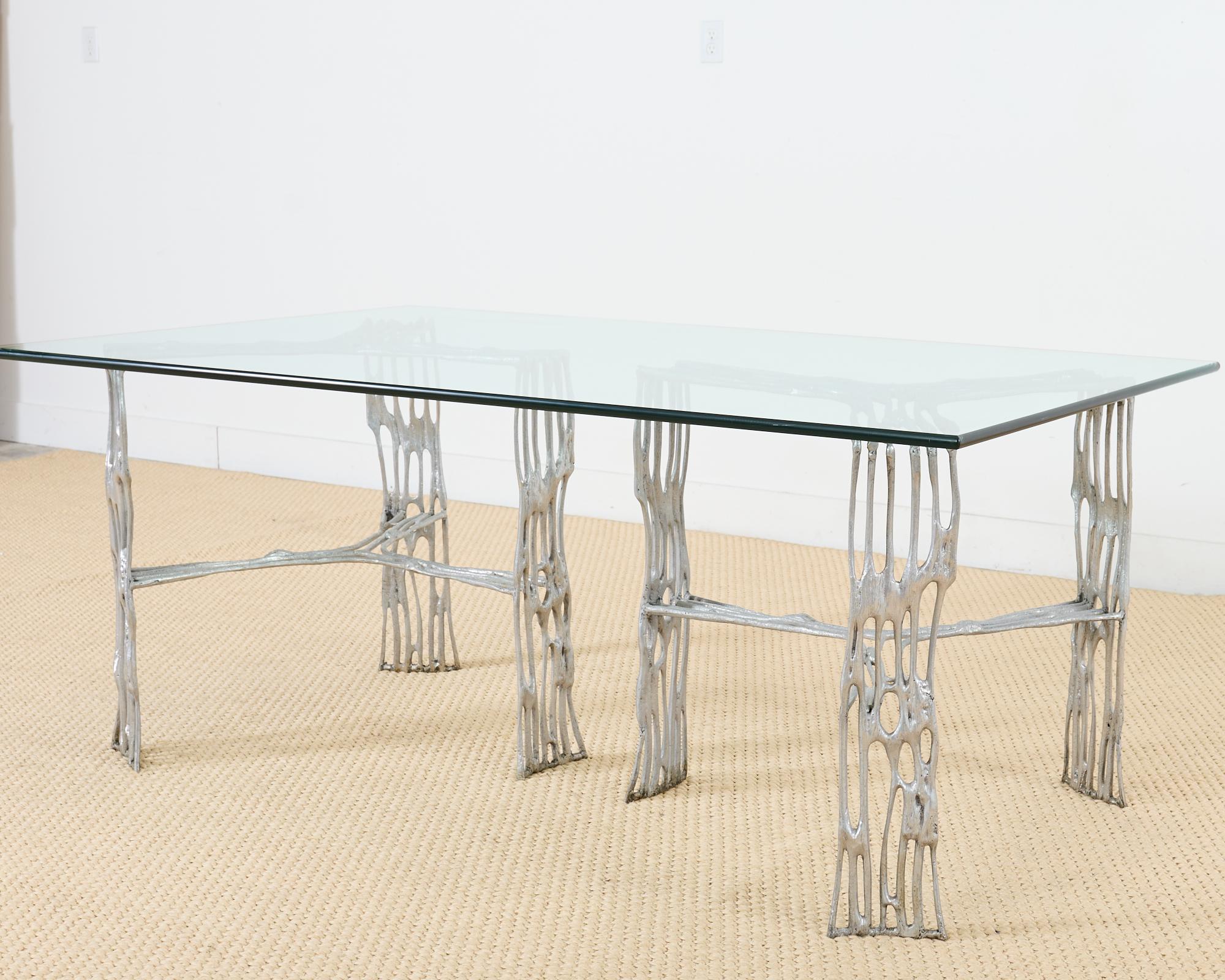 Arthur Court Saguaro Aluminum Double Pedestal Dining Table For Sale 4