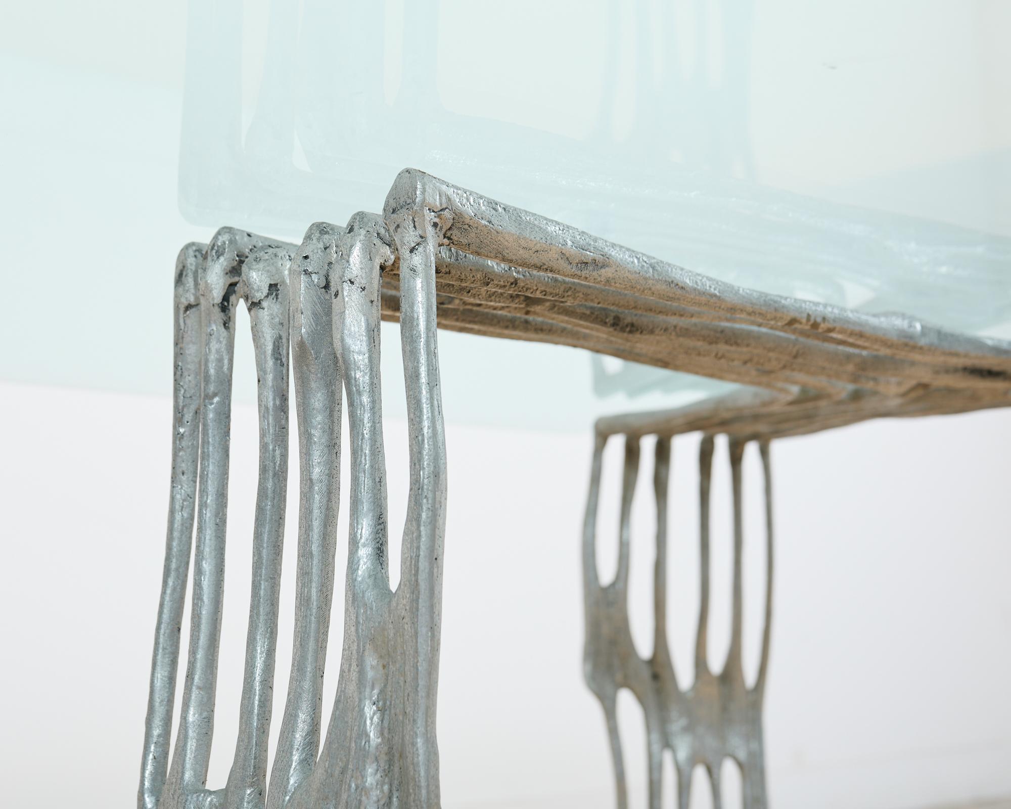 Arthur Court Saguaro Aluminum Double Pedestal Dining Table For Sale 5