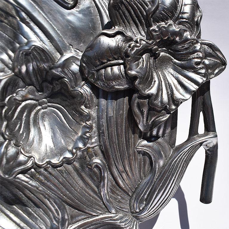 American Classical Arthur Court Silver Aluminum Deviled Egg Platter with Orchid Flowers