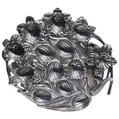 Arthur Court Silver Aluminum Deviled Egg Platter with Orchid Flowers