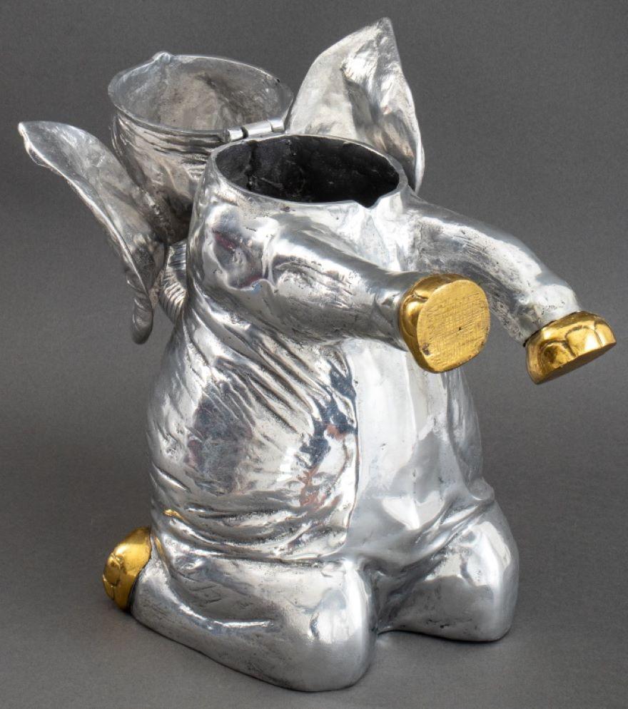 Argent Seau à glace en forme d'éléphant, argenté et doré, Arthur Court en vente
