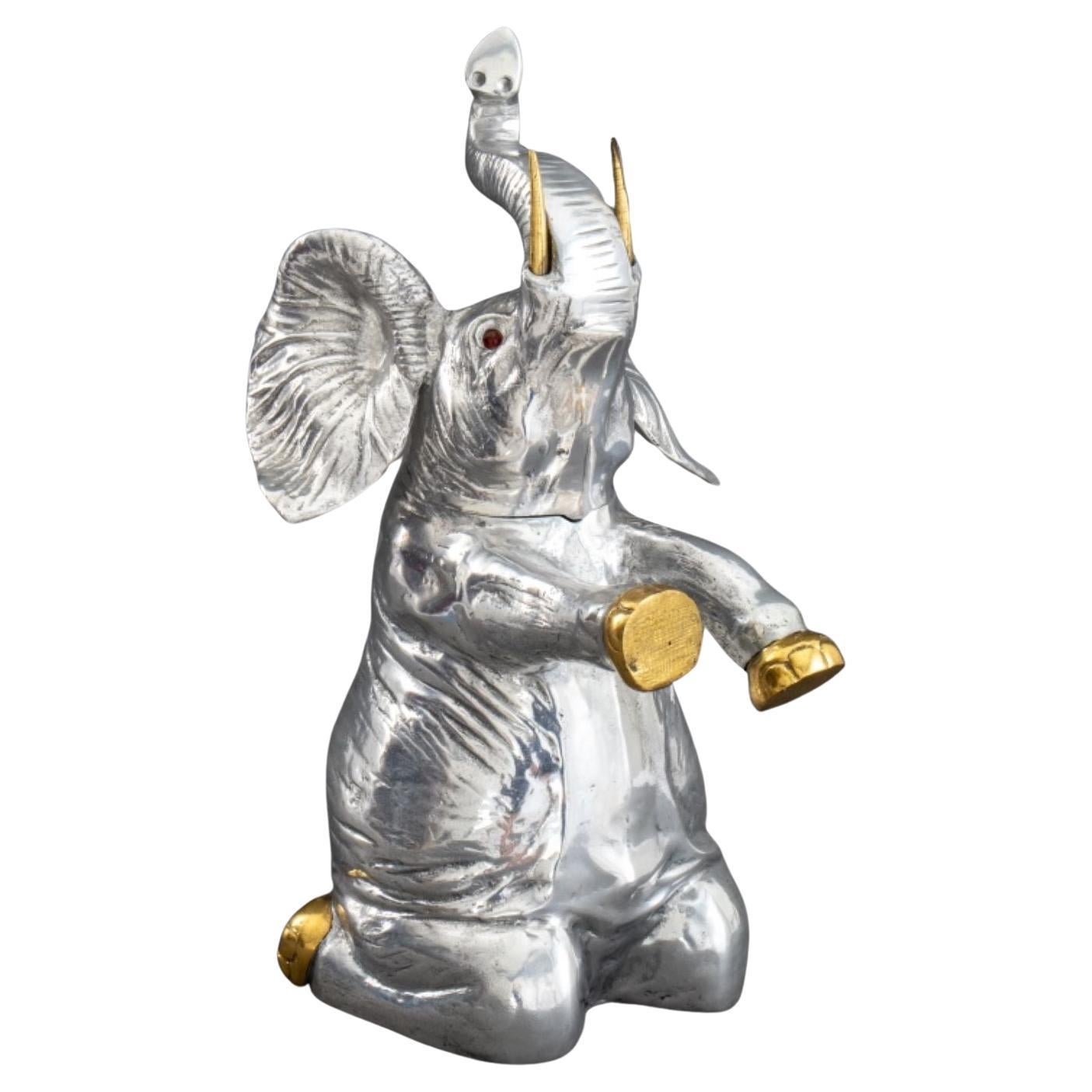 Arthur Court Silvered & Gilt Elephant Ice Bucket For Sale