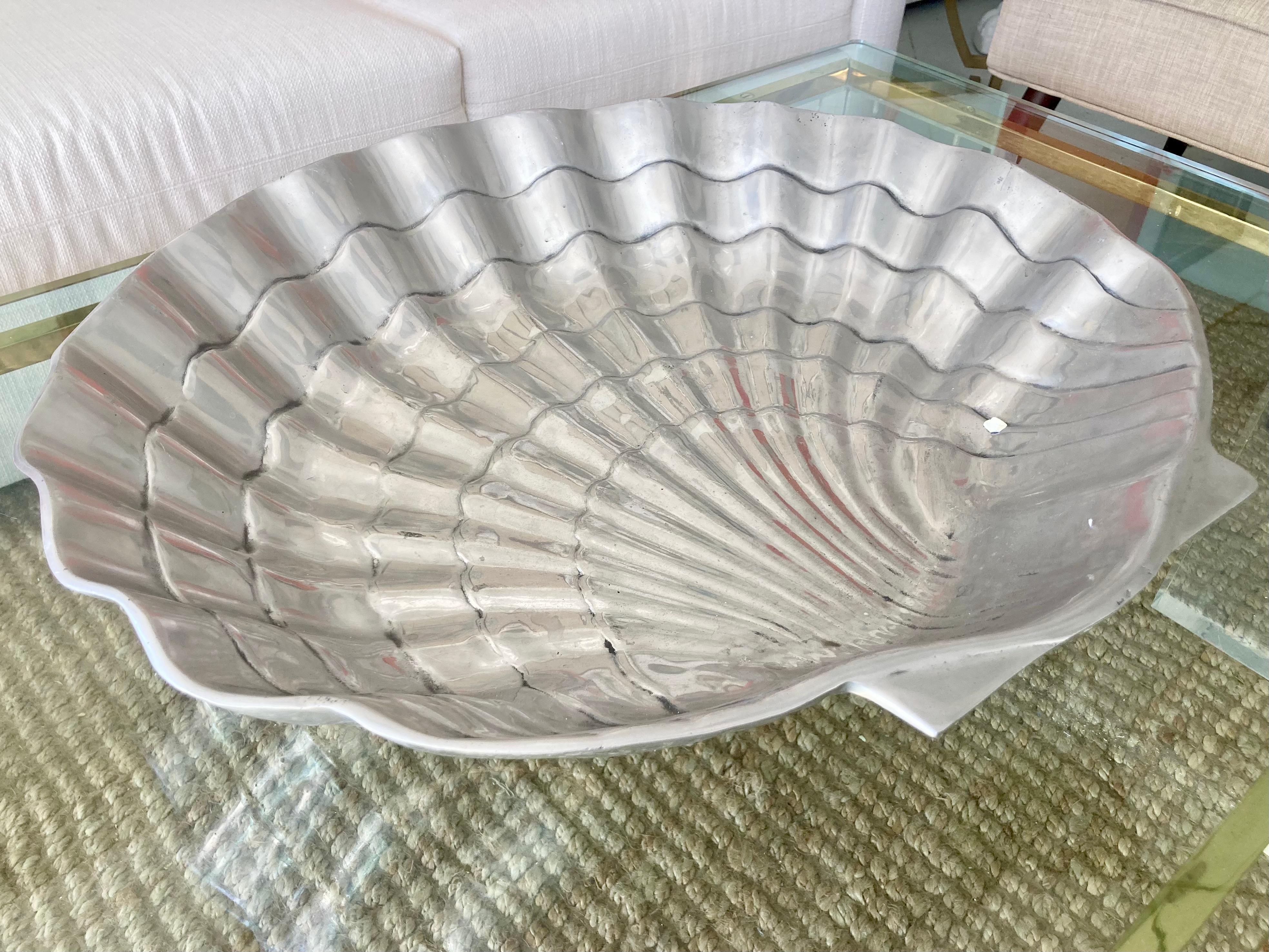 Fin du 20e siècle Grand bol en coquillage de style Arthur Court - 1 en vente