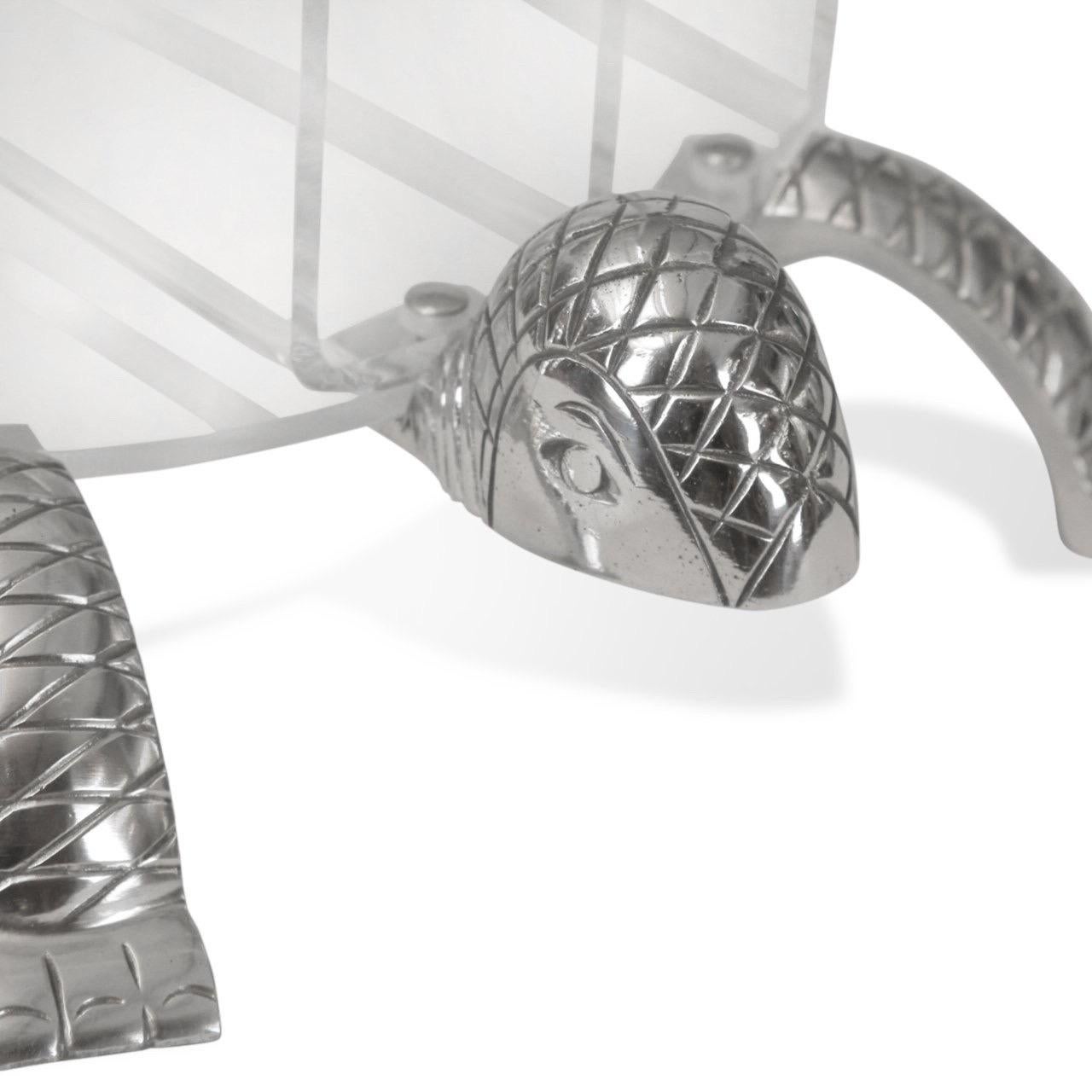 Mid-Century Modern Arthur Court Turtle Aluminum & Lucite Magazine Rack ~ circa 1970 For Sale
