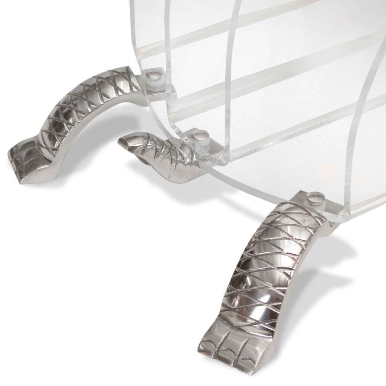Arthur Court Turtle Aluminum & Lucite Magazine Rack ~ circa 1970 In Good Condition For Sale In New York, NY