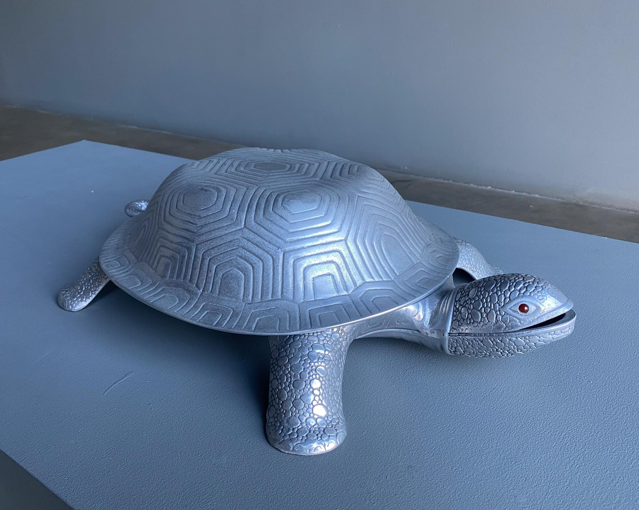 Arthur Court Aluminum Turtle Serving Dish / Centerpiece.  Signed with makers mark to the bottom.  