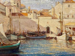 Impressionist scene of the harbor in Raguse modern Dubrovnik In Summer sunlight
