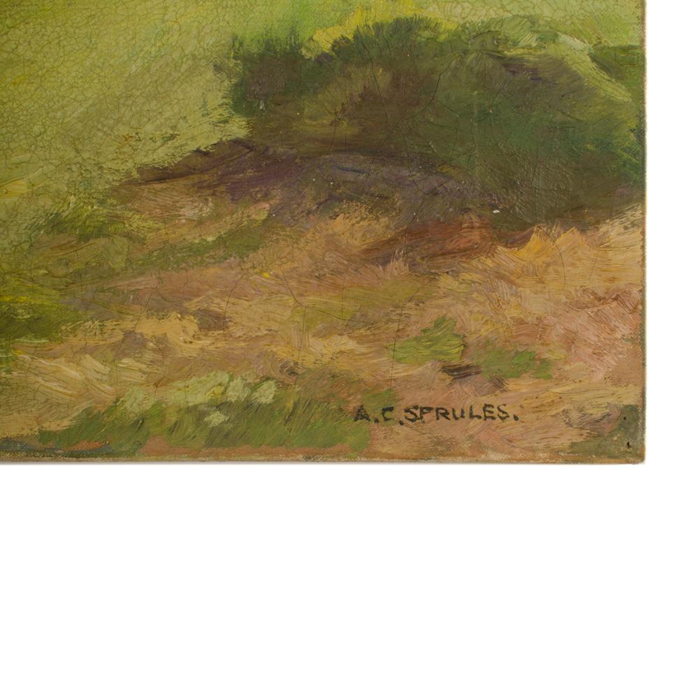 Toile Arthur Crossingham Sprules (britannique, 1915 -1918), « Green Fields », huile sur toile en vente
