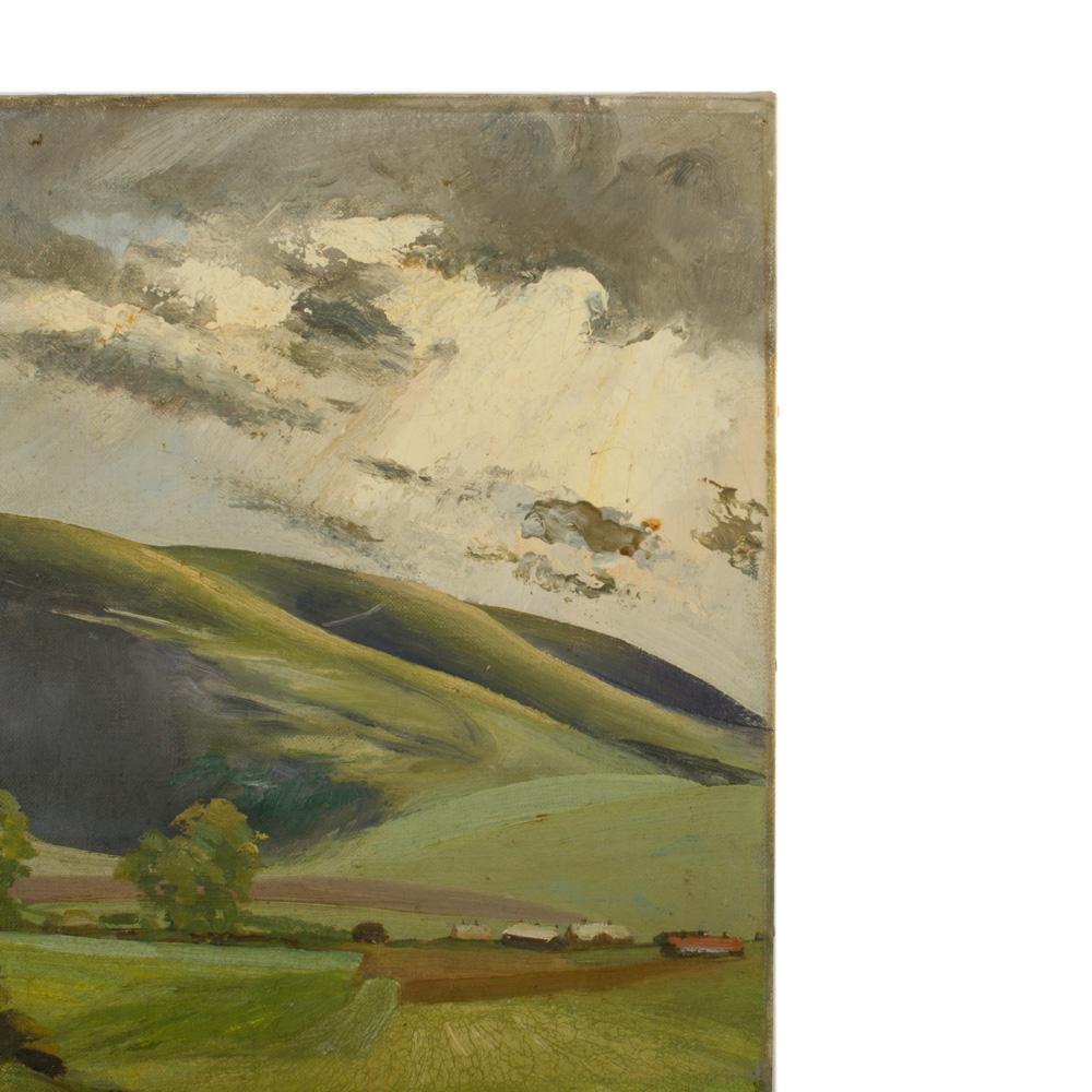 Arthur Crossingham Sprules (britannique, 1915 -1918), « Green Fields », huile sur toile en vente 1