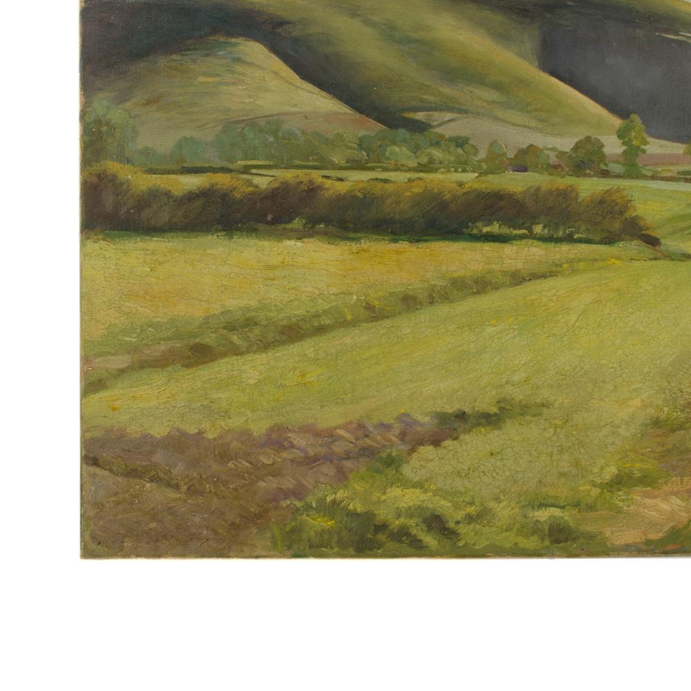 Arthur Crossingham Sprules (britisch, 1915 -1918) „Green Fields“, Öl auf Leinwand im Angebot 4